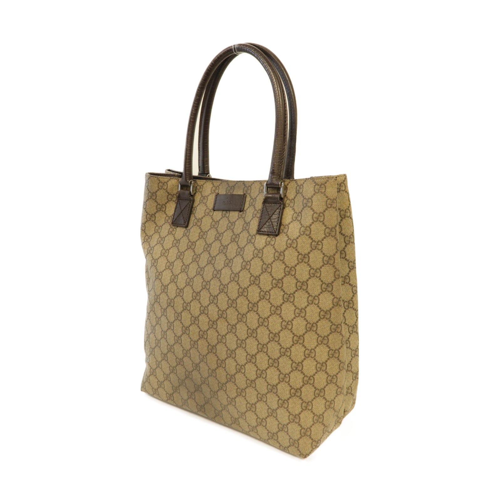 GUCCI 塗層帆布Tote Bag銀扣手挽袋棕色