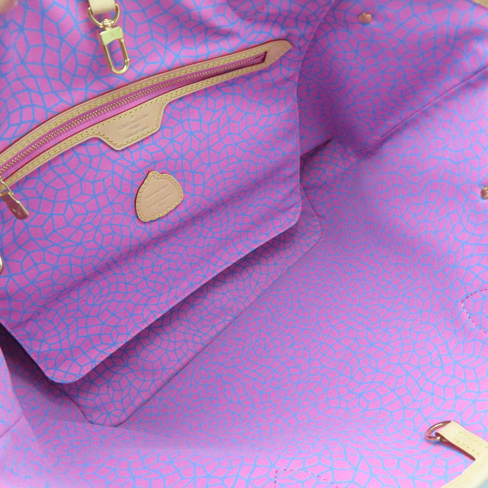 LOUIS VUITTON Monogram Lv x YK Neverfull MM金扣肩背袋啡色