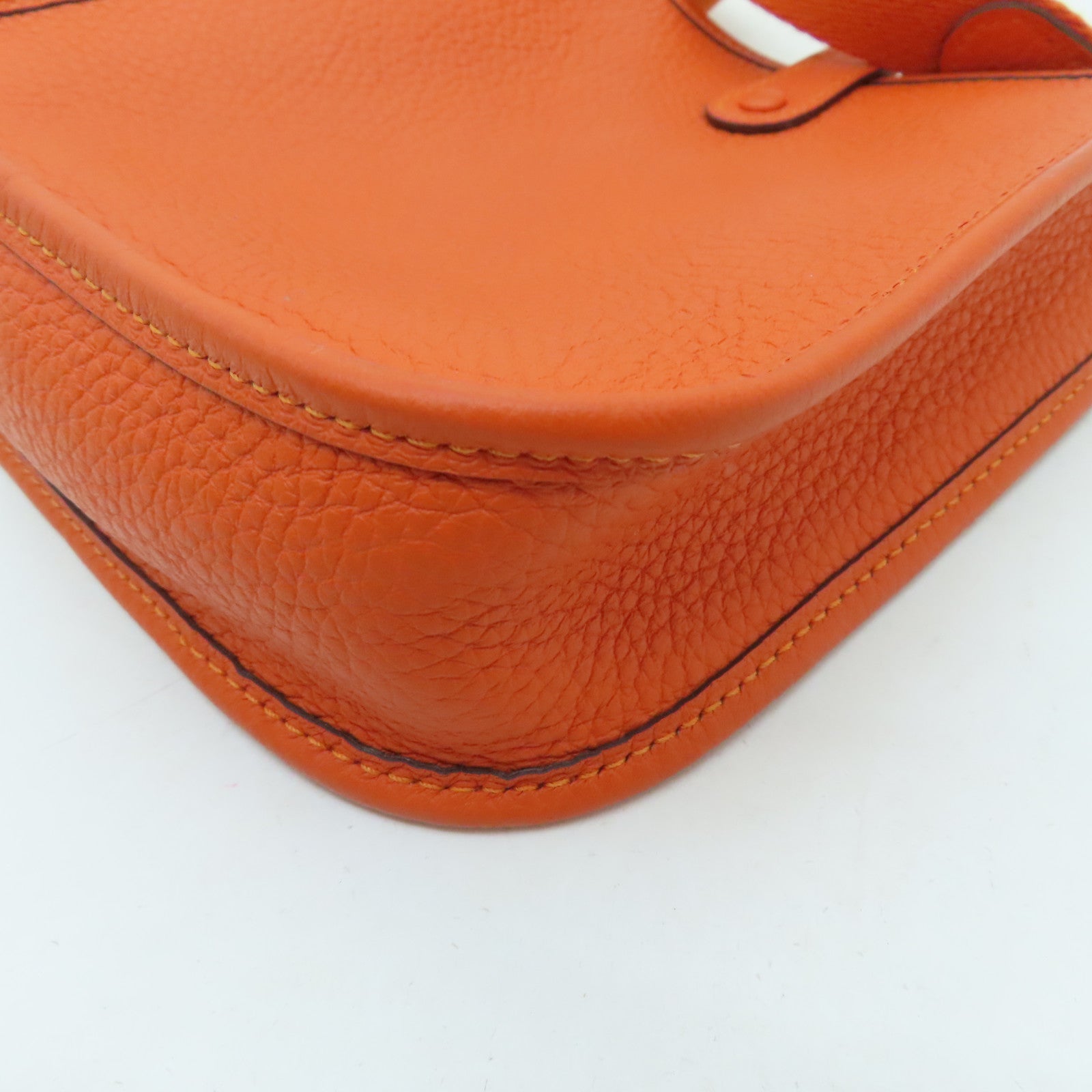 HERMES Clemence皮革Evelyne TPM金扣肩背袋火焰橘