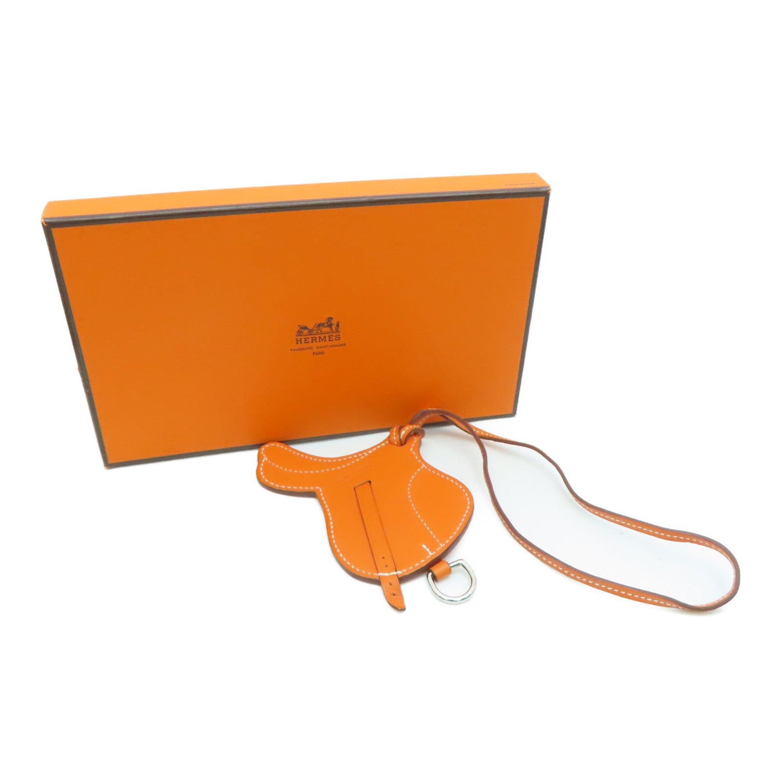 HERMES 【激減優惠】Swift皮革Paddock Selle Charm掛飾Potiron/橙色