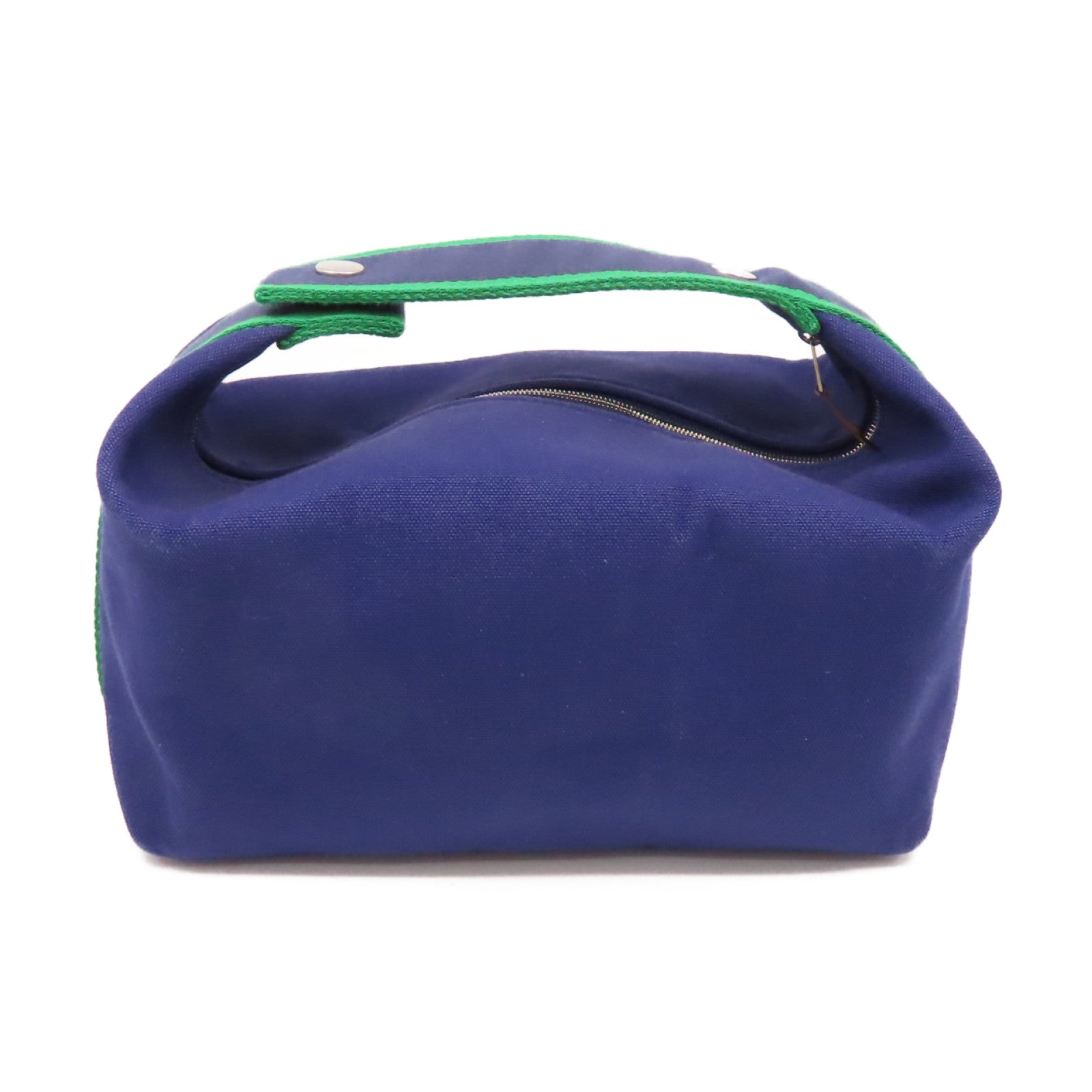 HERMES 帆布Bride A Brac GM Hand Bag銀扣手挽袋寶藍色