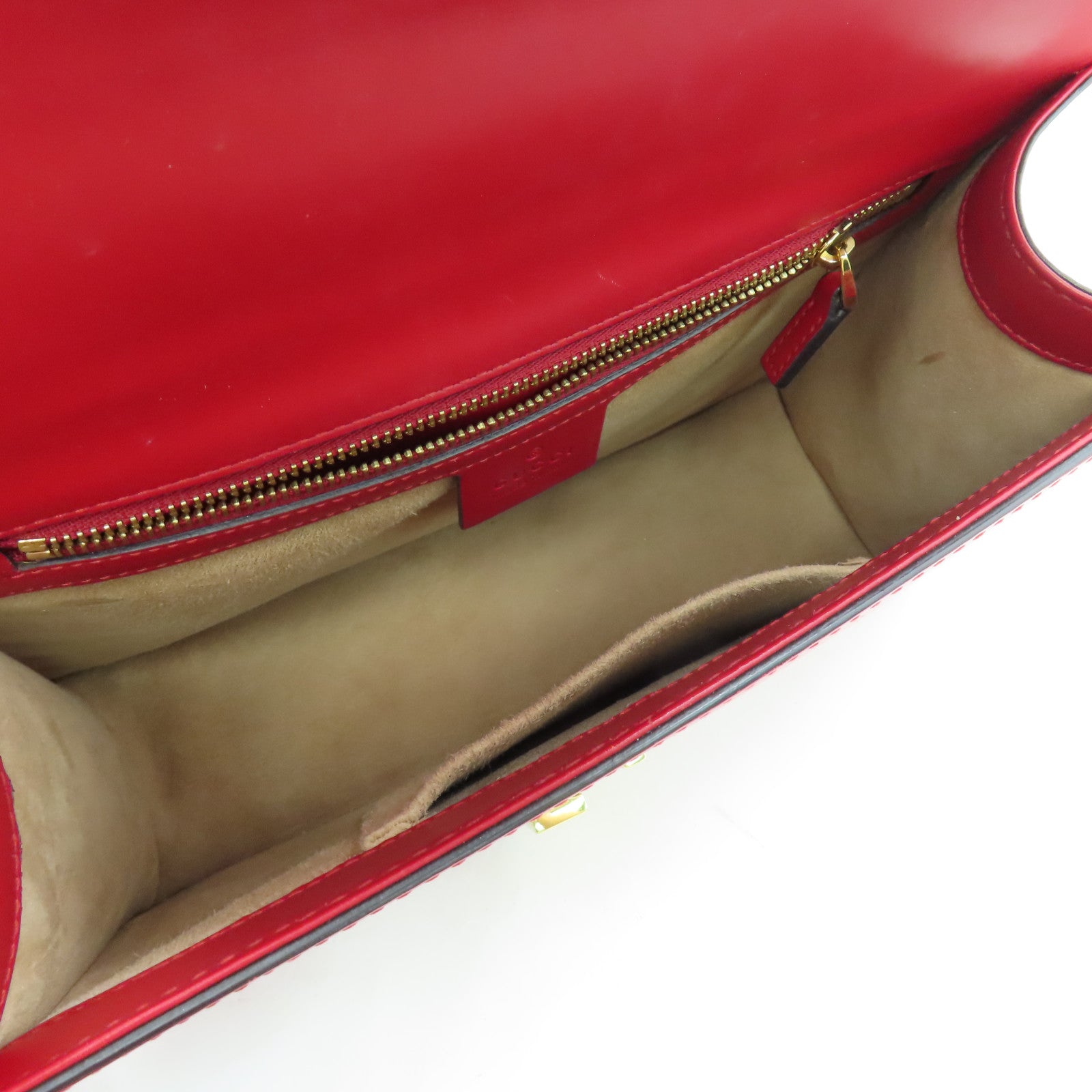 GUCCI 【激減優惠】牛皮皮革Sylvie金扣肩背袋紅色