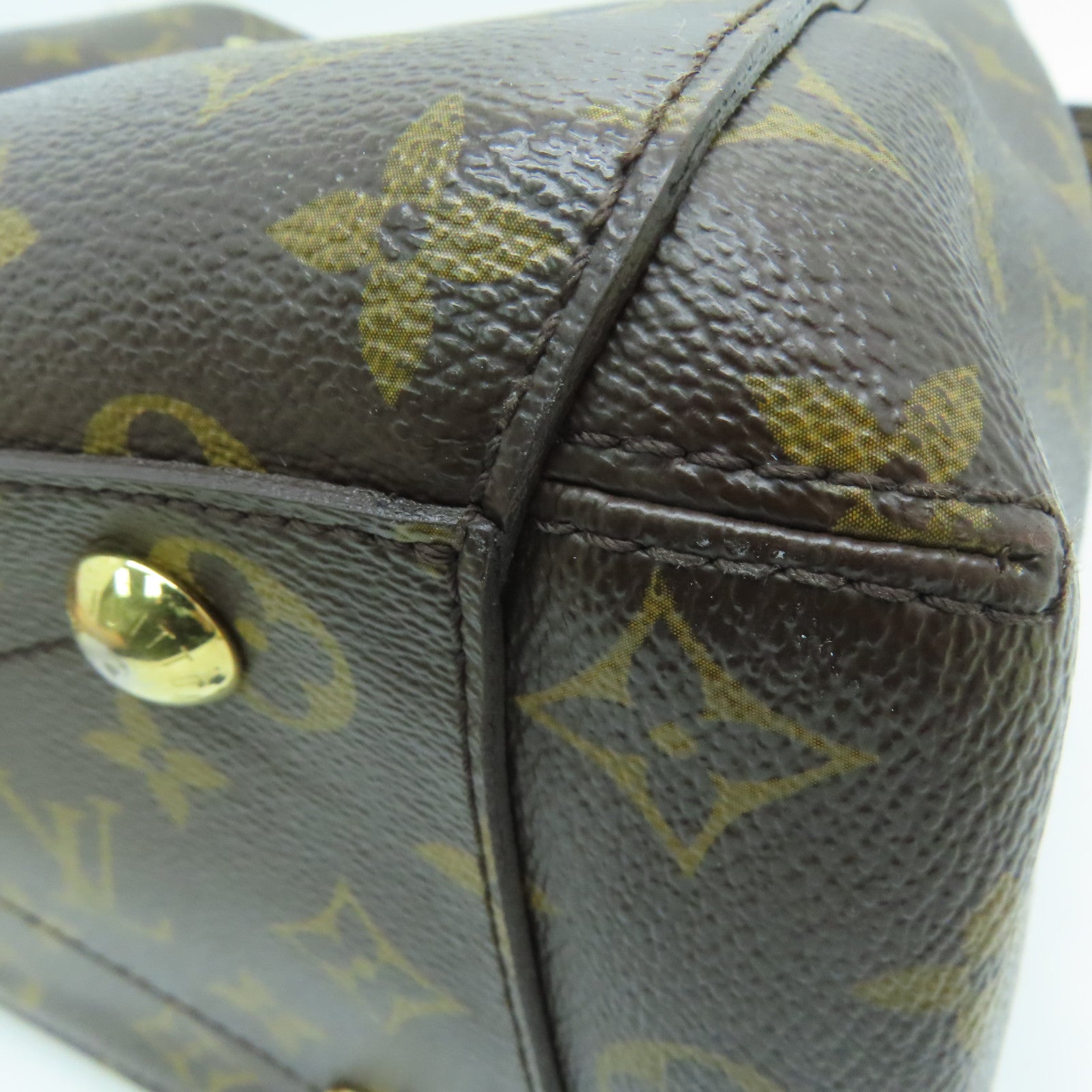 LOUIS VUITTON Monogram Montaigne MM金扣手挽袋啡色