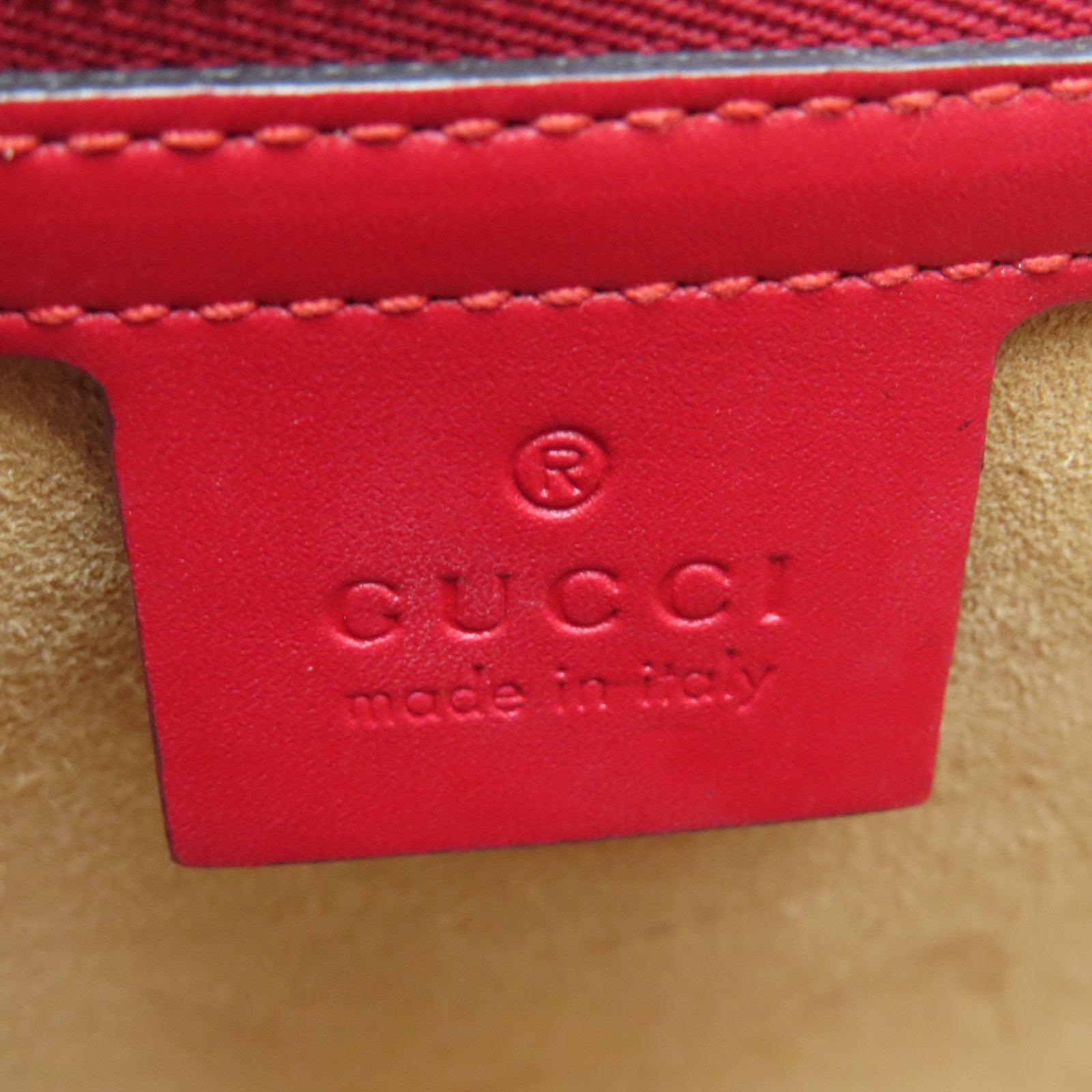 GUCCI 【激減優惠】牛皮皮革Sylvie金扣肩背袋紅色