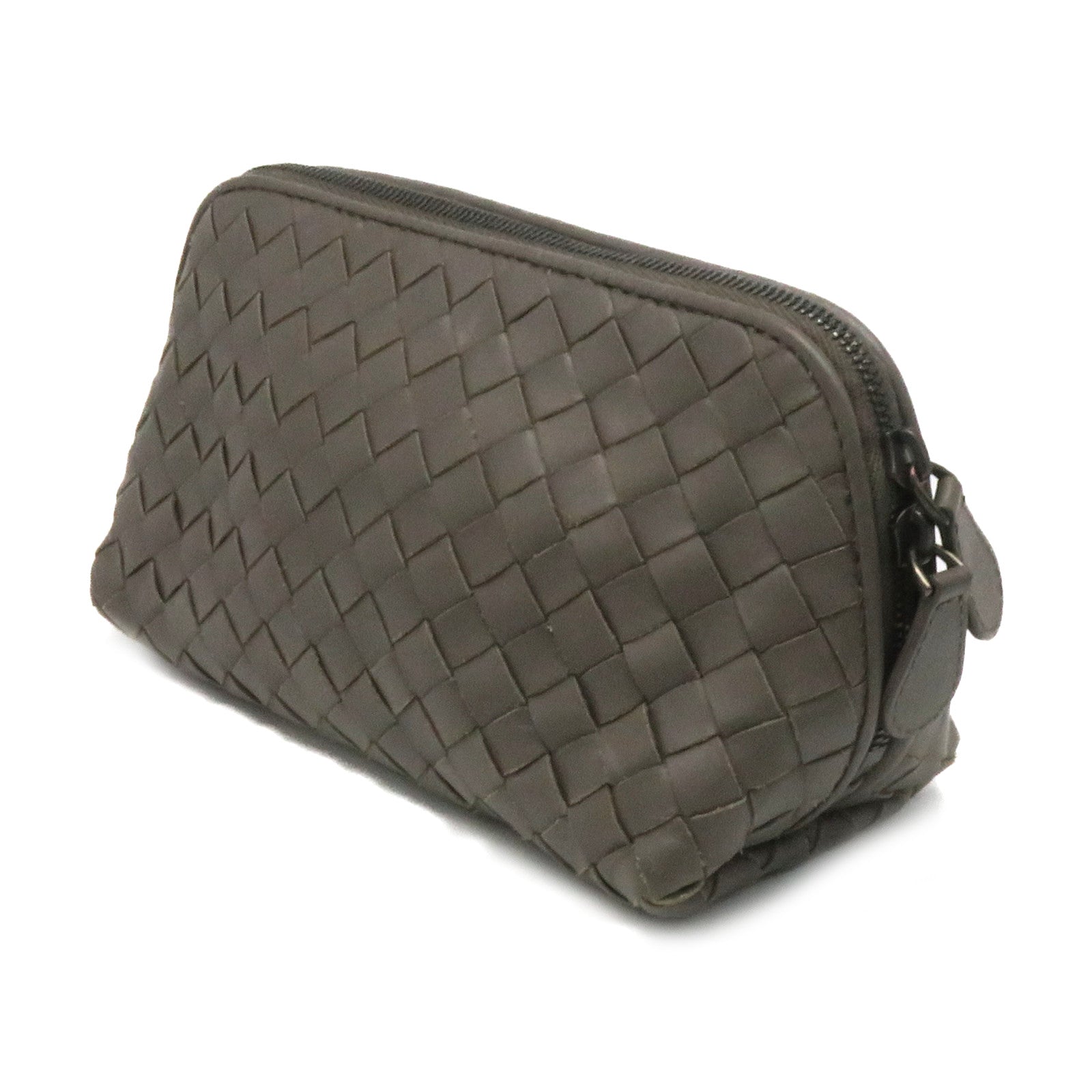 BOTTEGA VENETA 织纹皮革Cosmetic Pouch化妆包灰色