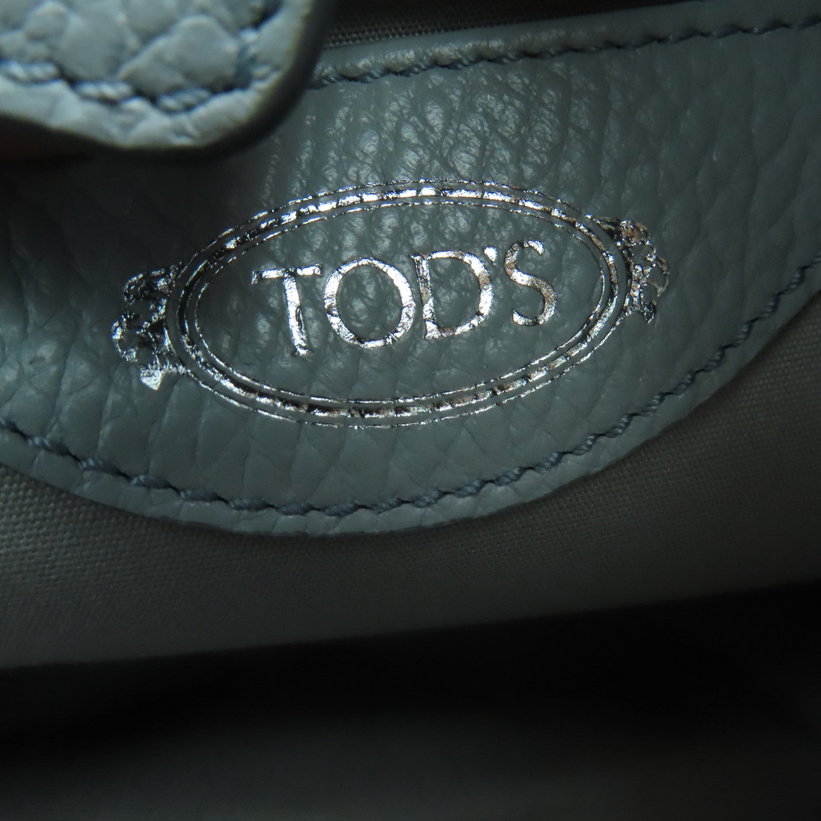 TOD’S 牛皮皮革2 Way Shoulder手挽肩背兩用袋銀扣淺灰色