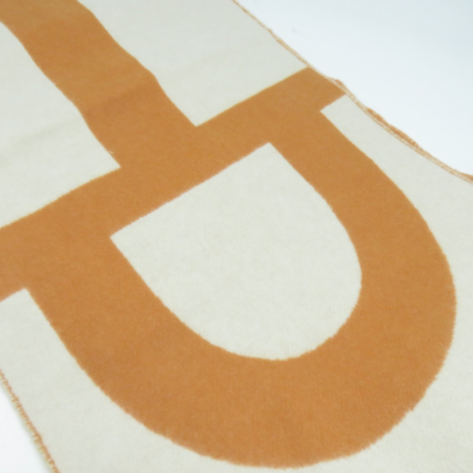 HERMES 羊絨Scarf頸巾奶油白色/橙色