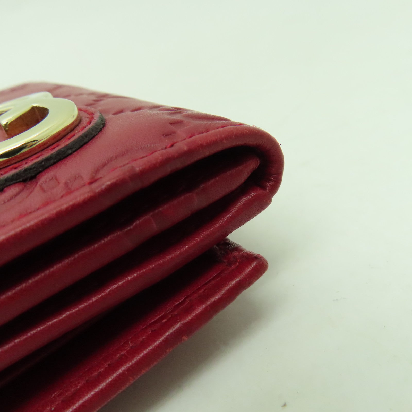GUCCI 牛皮皮革Wallet金扣錢包紅色