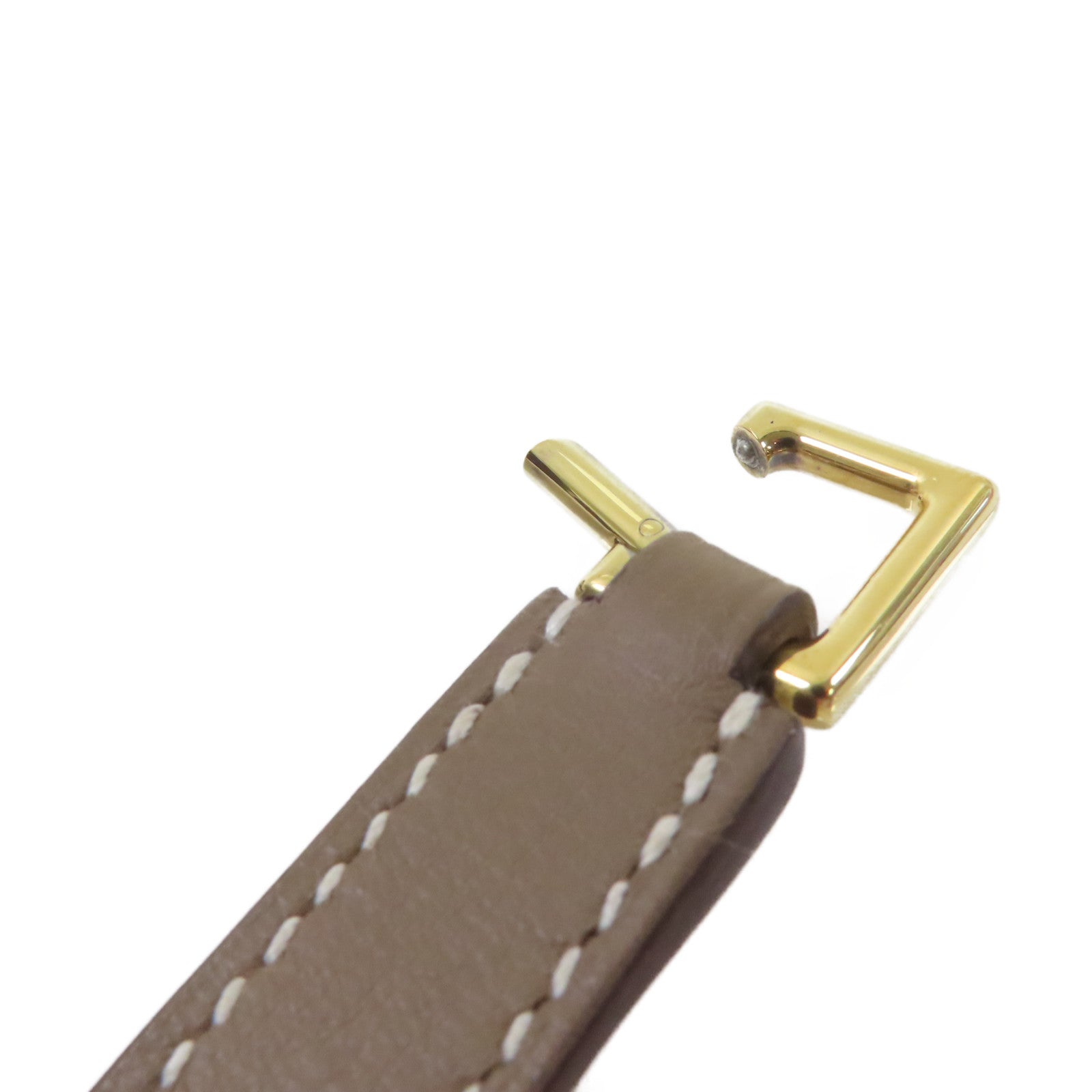 HERMES Swift皮革Rivale Double Tour XS Bracelet金扣手鏈啡色/金色
