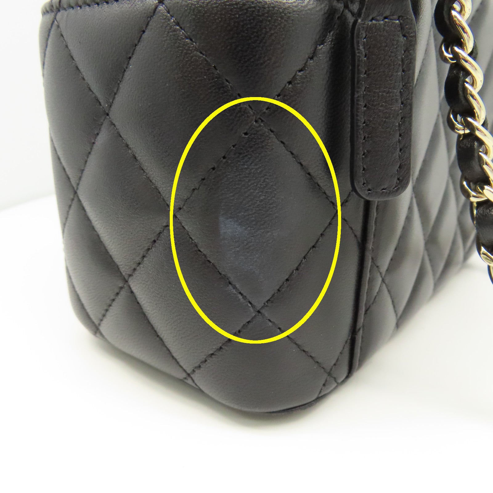 CHANEL 菱格羊皮皮革Chain Shoulder鏈帶肩背袋黑色