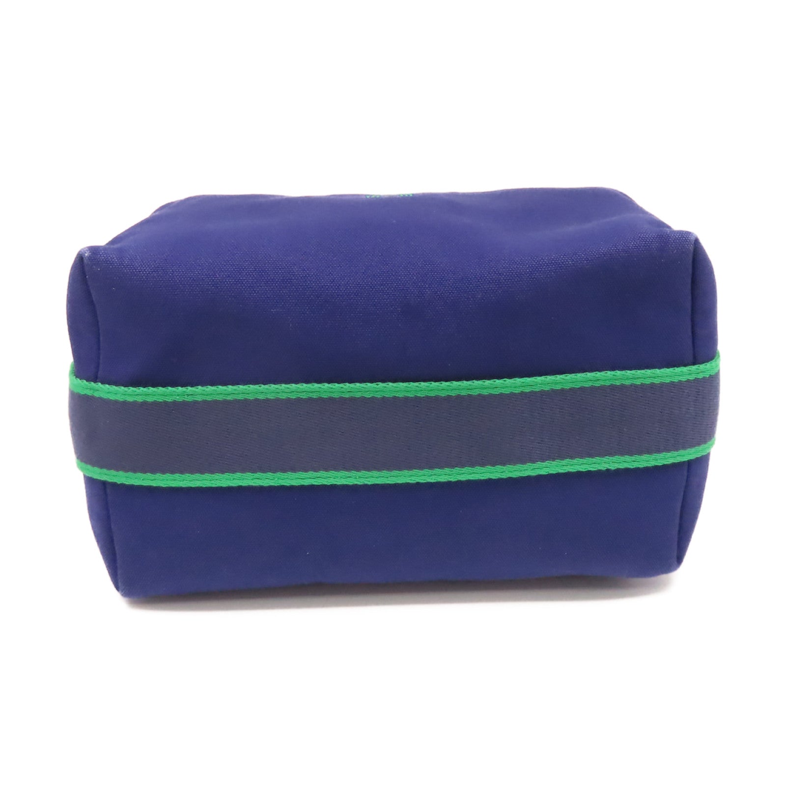 HERMES 帆布Bride A Brac GM Hand Bag銀扣手挽袋寶藍色