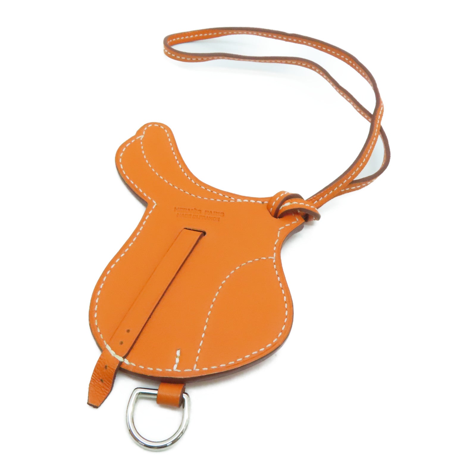 HERMES 【激減優惠】Swift皮革Paddock Selle Charm掛飾Potiron/橙色