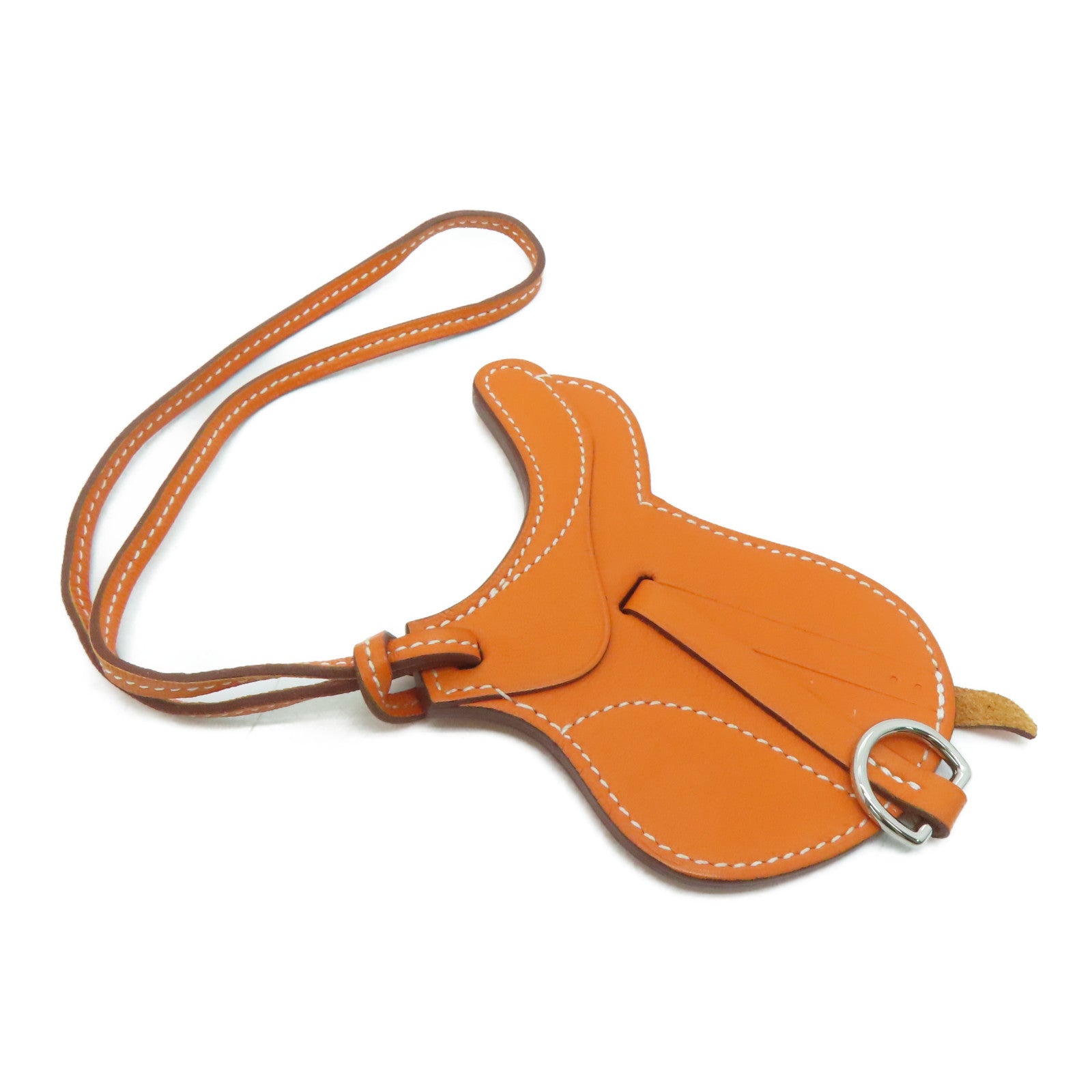 HERMES 【激減優惠】Swift皮革Paddock Selle Charm掛飾Potiron/橙色