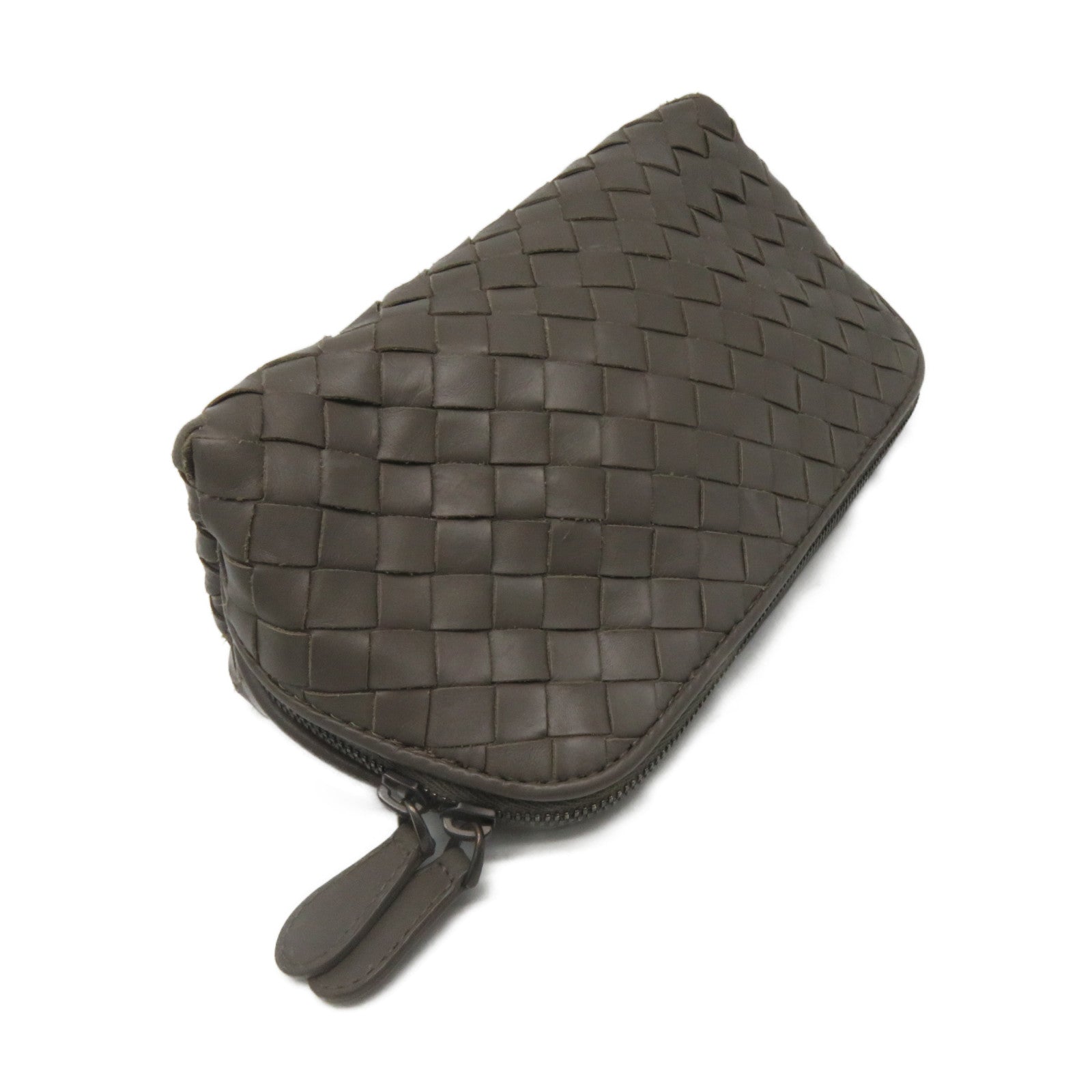 BOTTEGA VENETA 织纹皮革Cosmetic Pouch化妆包灰色