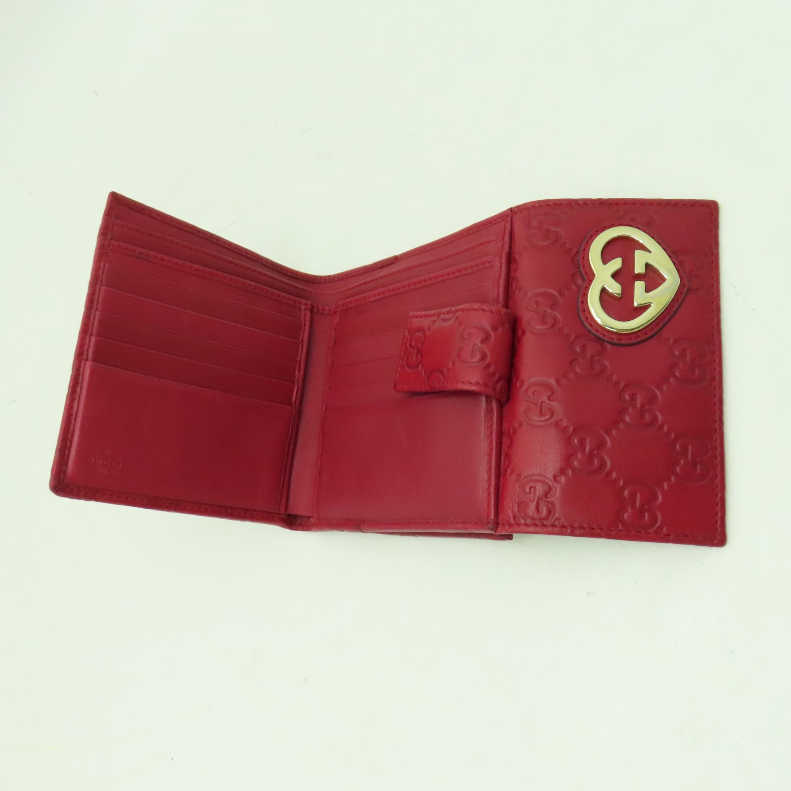 GUCCI 牛皮皮革Wallet金扣錢包紅色
