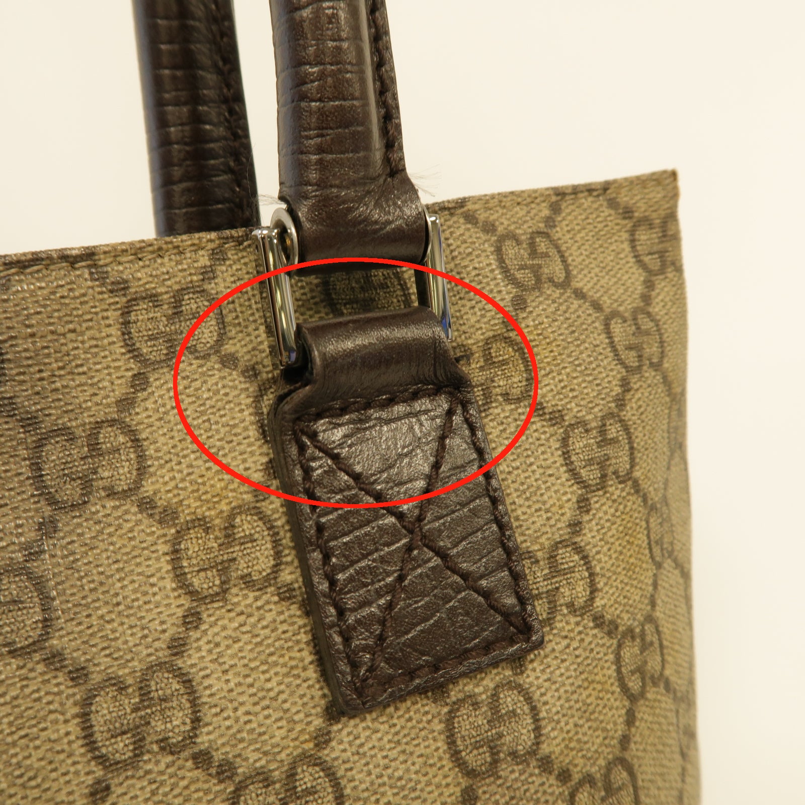 GUCCI 塗層帆布Tote Bag銀扣手挽袋棕色