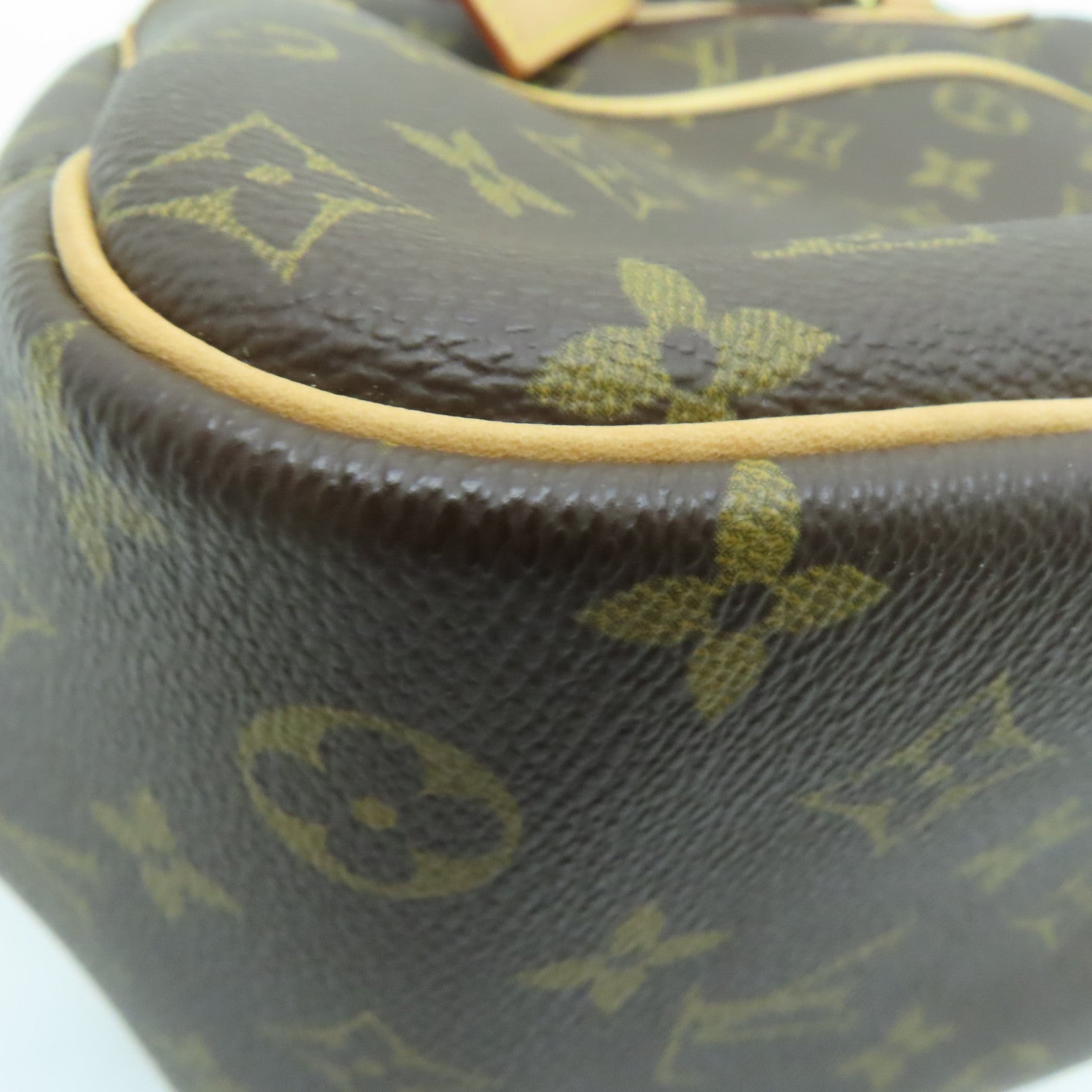LOUIS VUITTON Monogram Deauville gold buckle handle bag brown
