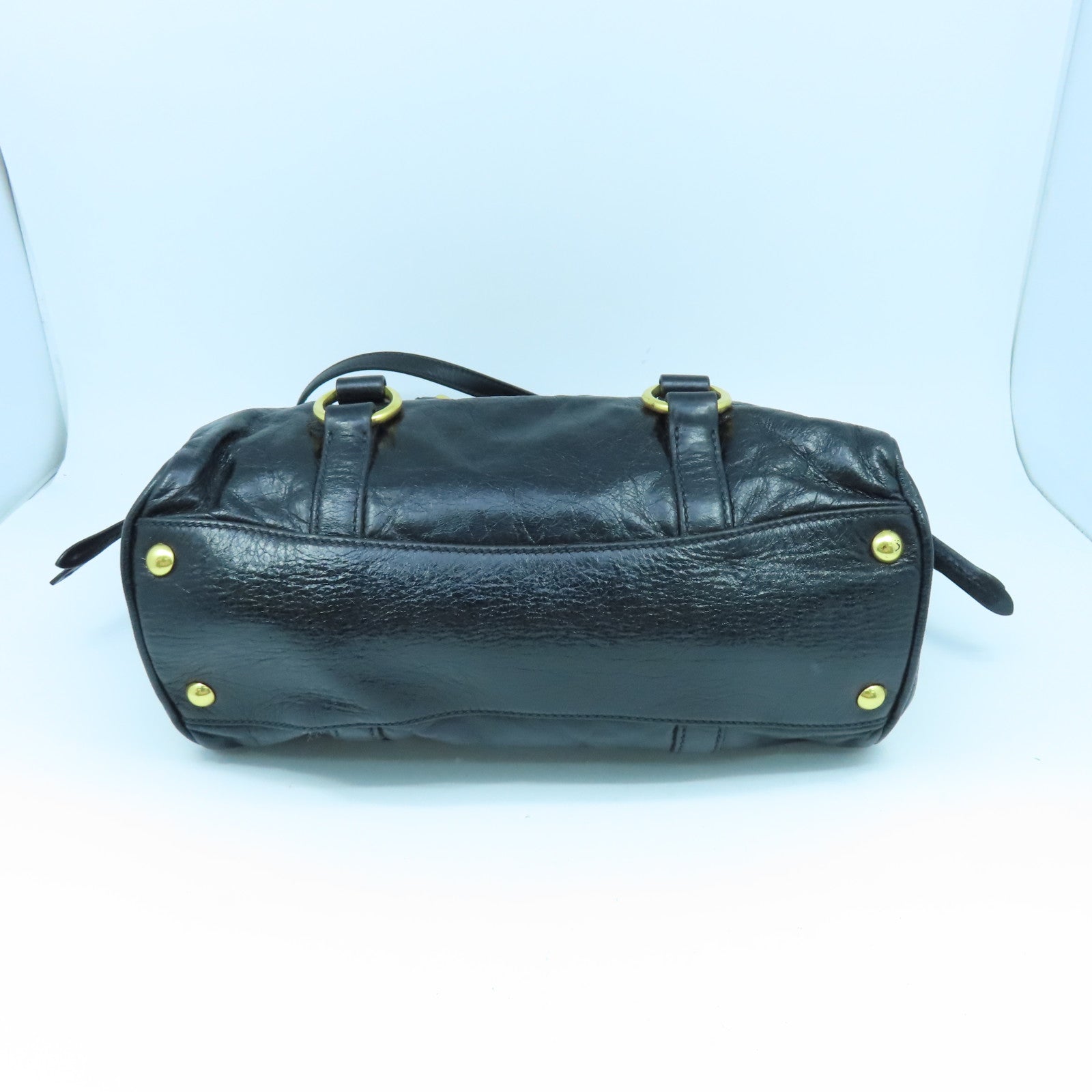 Miu Miu 牛皮皮革2way Shoulder Bag金扣手挽肩背两用袋黑色