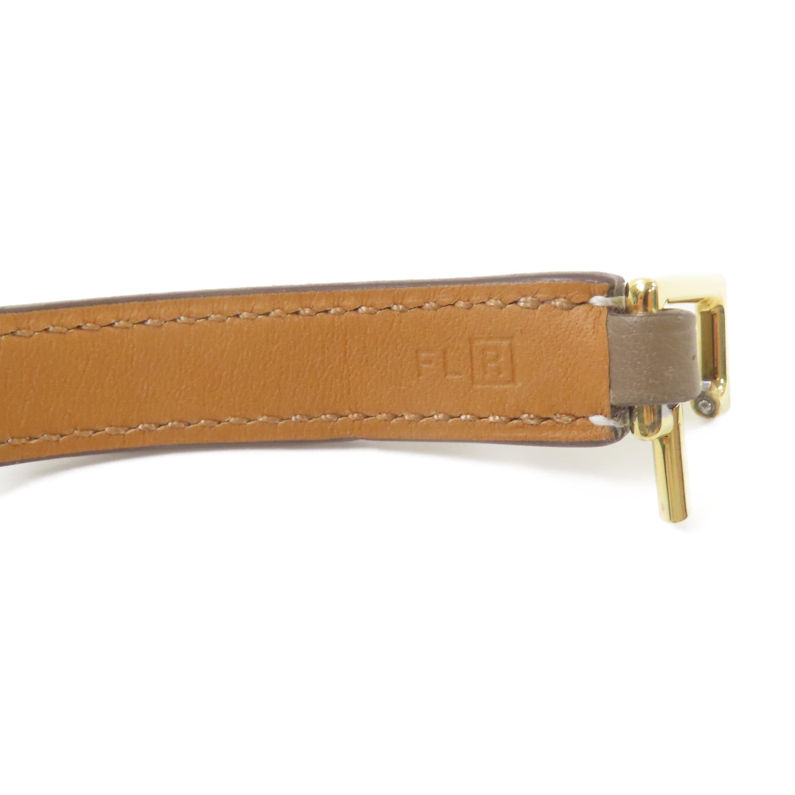 HERMES Swift皮革Rivale Double Tour XS Bracelet金扣手鏈啡色/金色