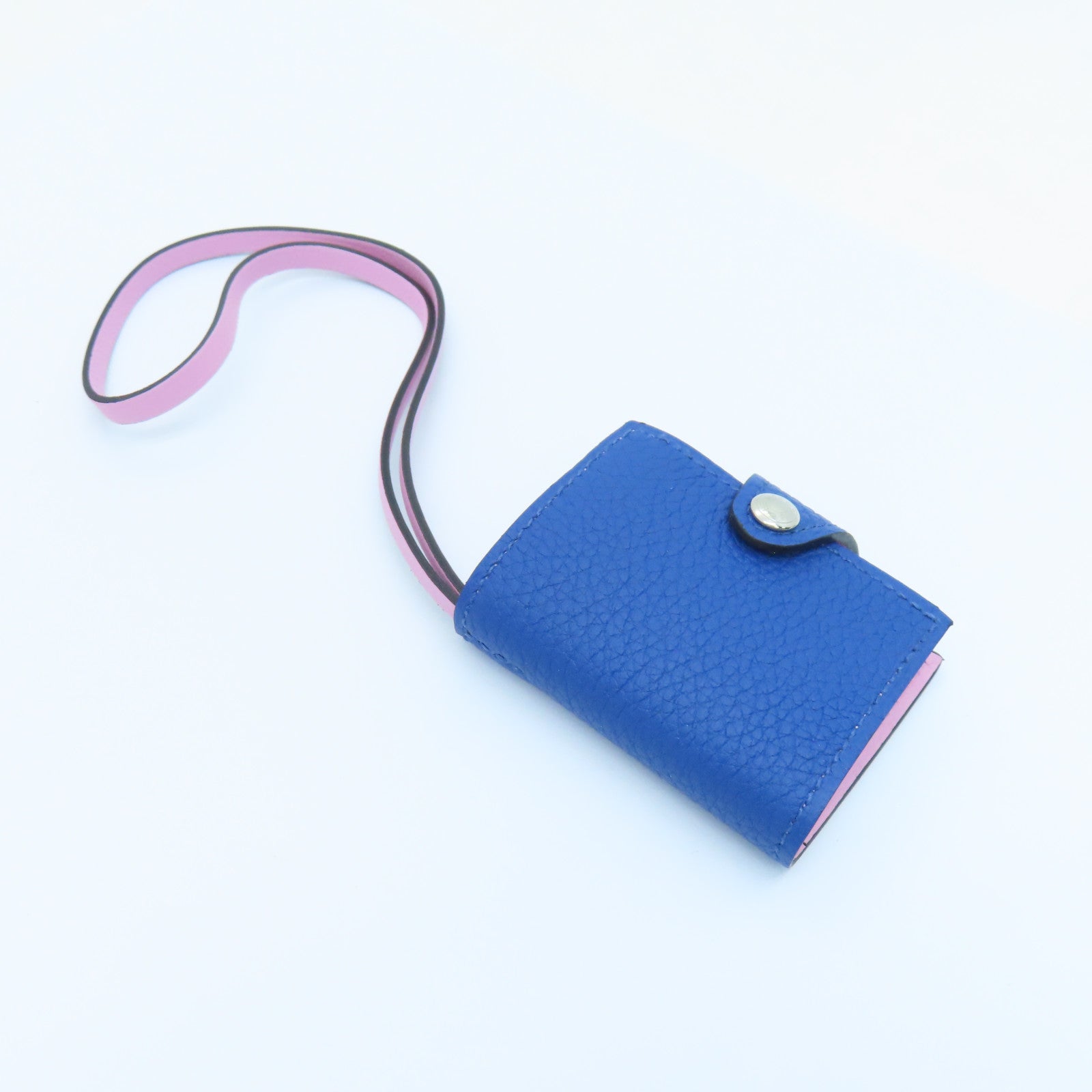HERMES 牛皮皮革Ulysse Nano挂饰蓝色粉红色