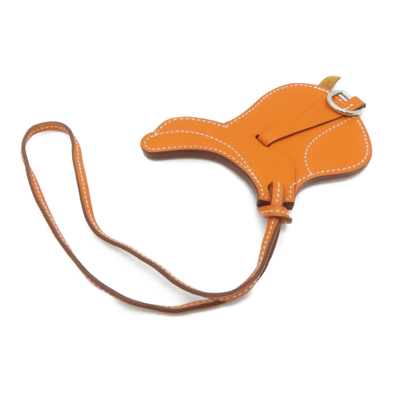 HERMES 【激減優惠】Swift皮革Paddock Selle Charm掛飾Potiron/橙色