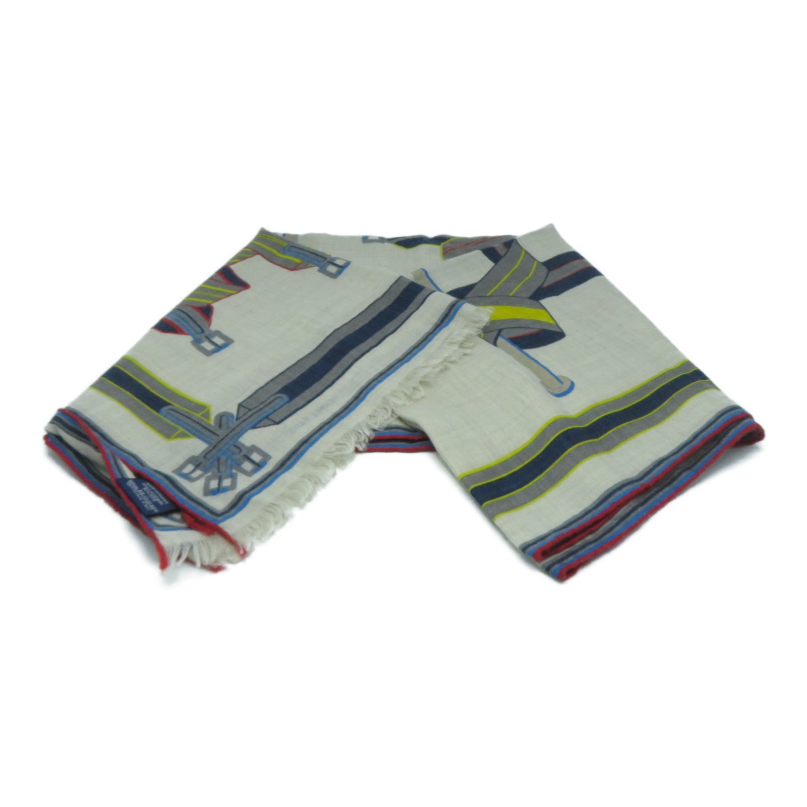 HERMES 絲質/羊絨Scarf圍巾米色/彩色