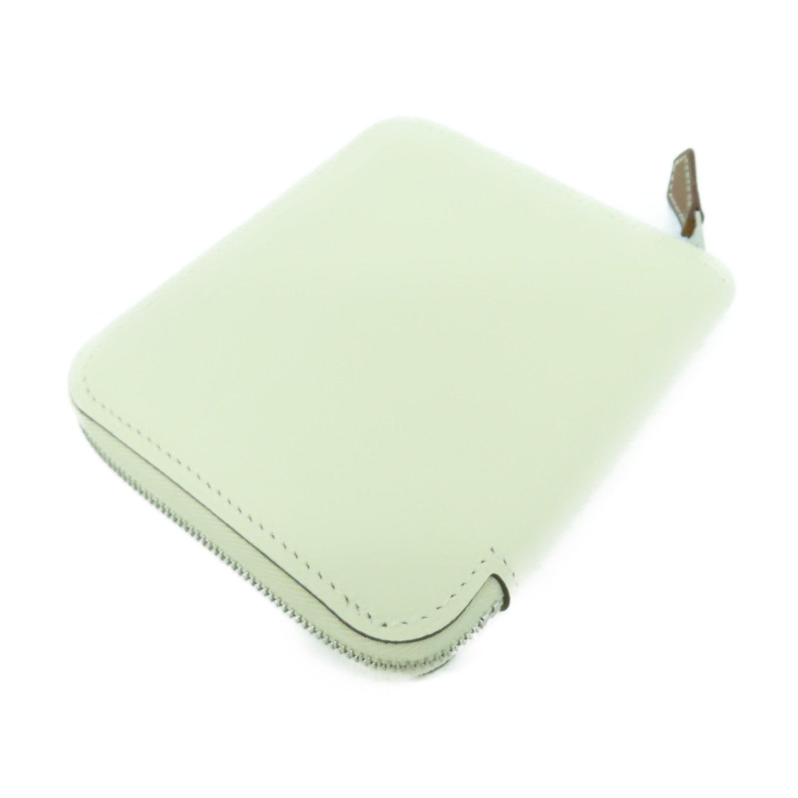 HERMES Epsom皮革Silk In Compact銀扣錢包白色