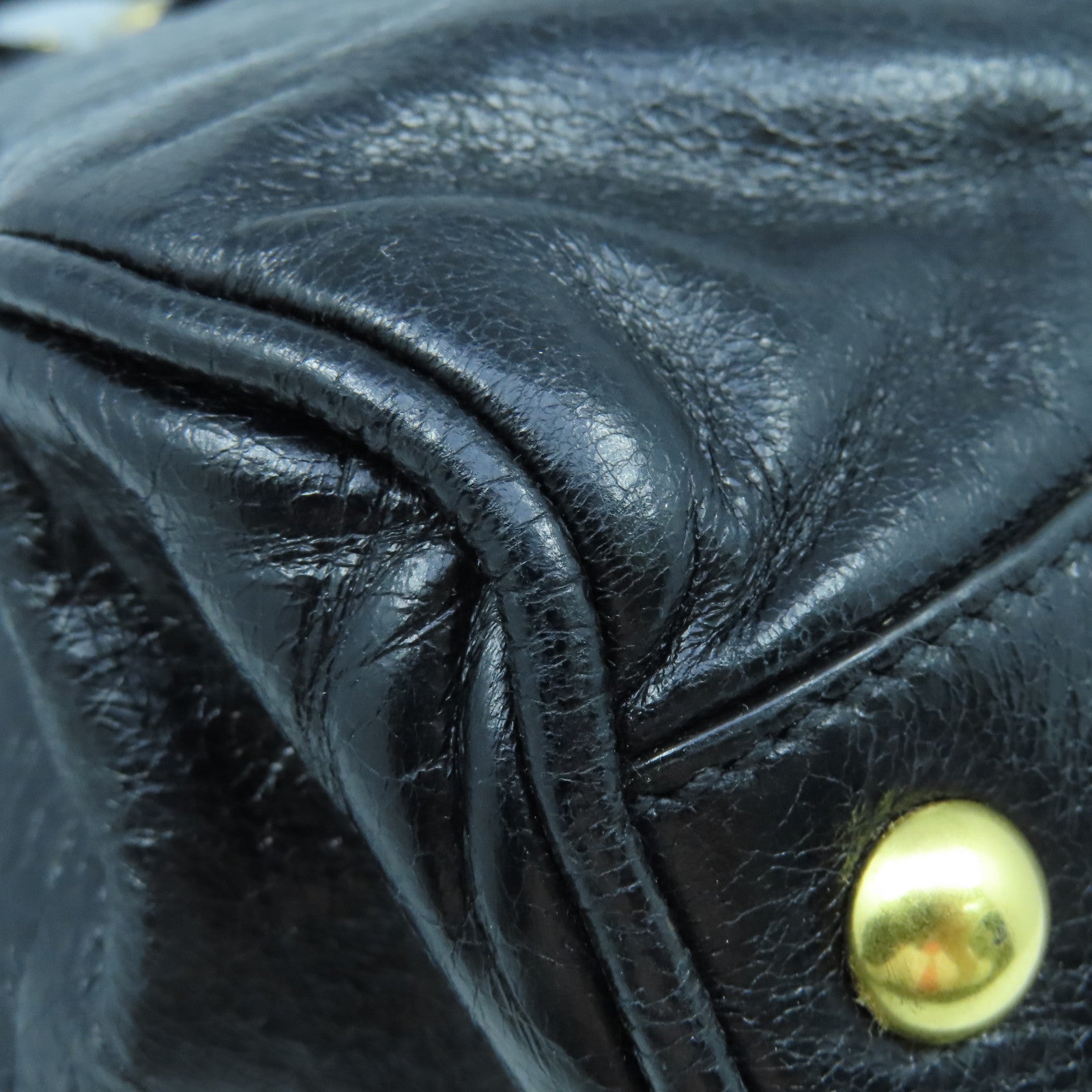 Miu Miu 牛皮皮革2way Shoulder Bag金扣手挽肩背两用袋黑色