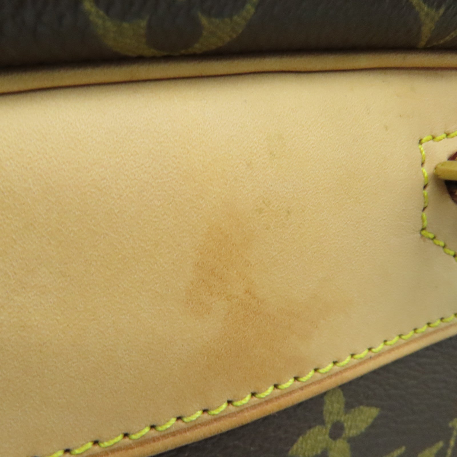 LOUIS VUITTON Monogram Deauville gold buckle handle bag brown