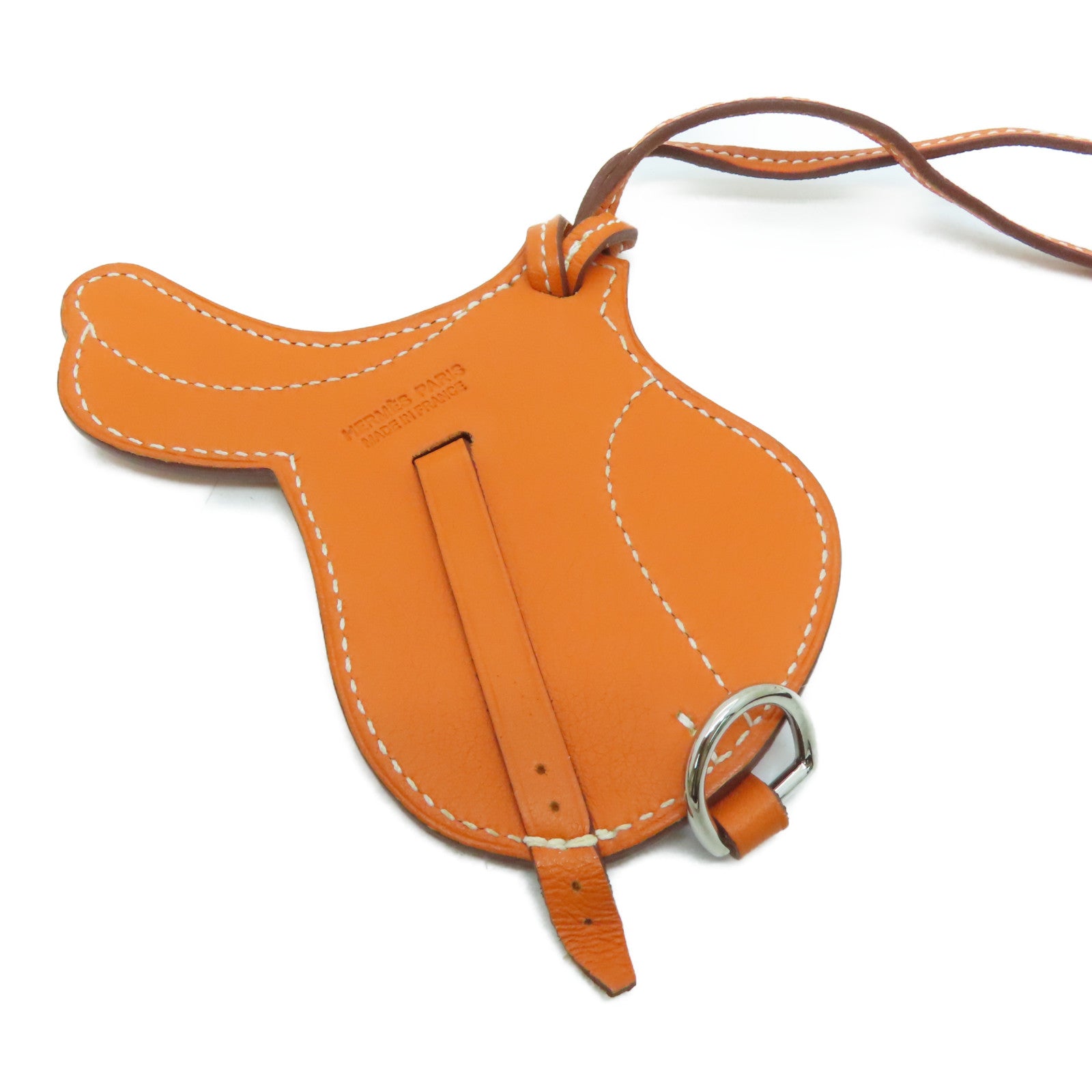 HERMES 【激減優惠】Swift皮革Paddock Selle Charm掛飾Potiron/橙色