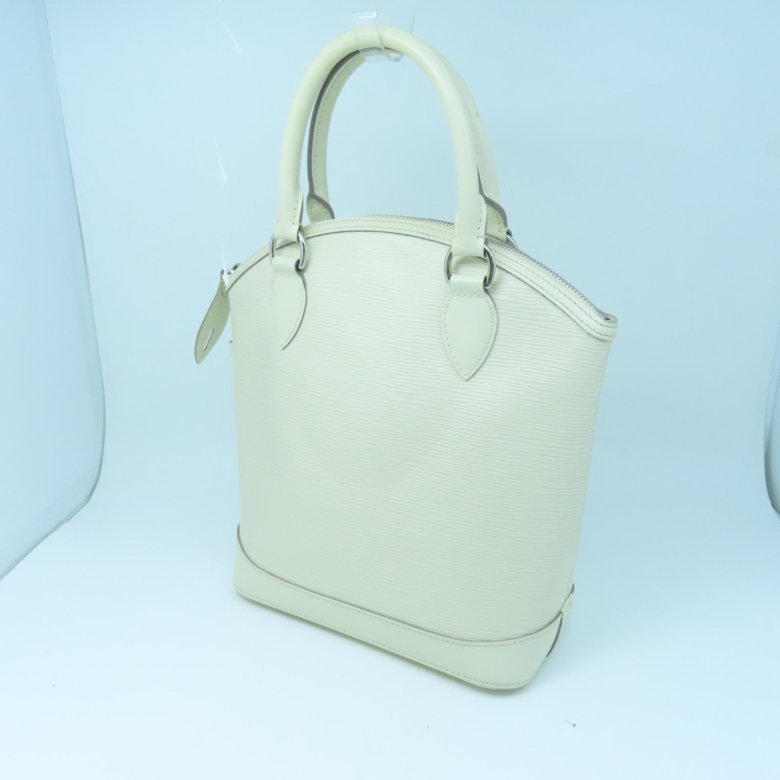 LOUIS VUITTON Epi Lockit PM Silver Buckle Handle Bag White