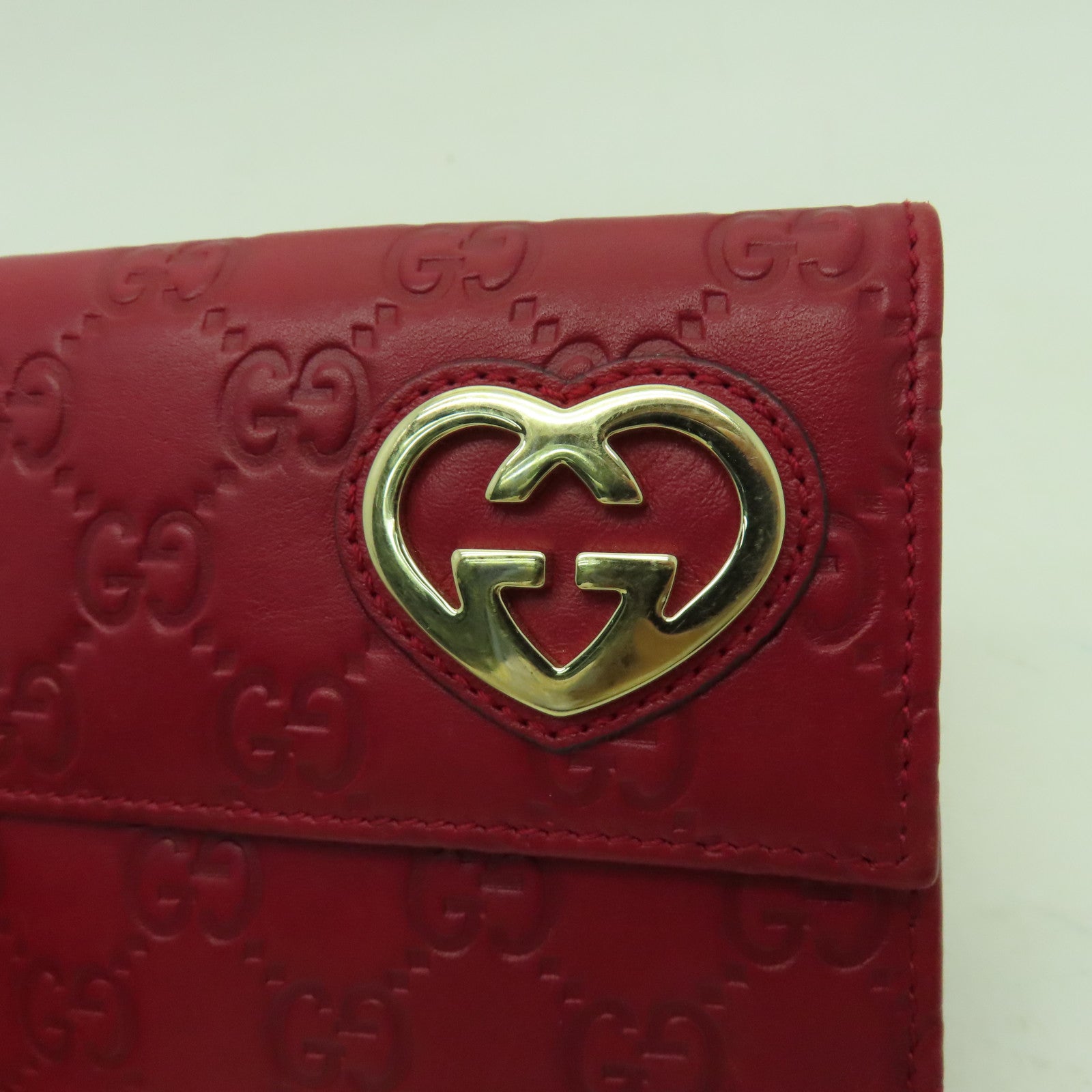 GUCCI 牛皮皮革Wallet金扣錢包紅色