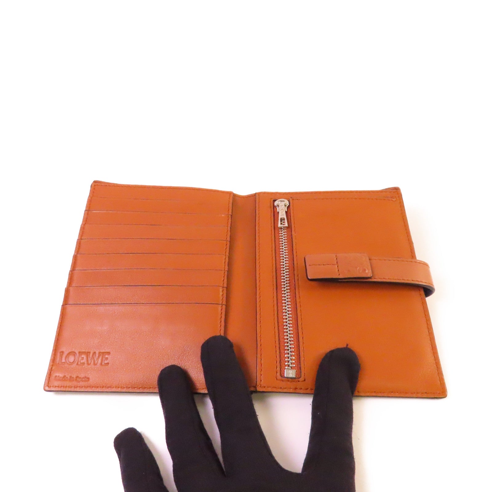 LOEWE 牛皮皮革Small Vertical Wallet短錢包藍色/啡色