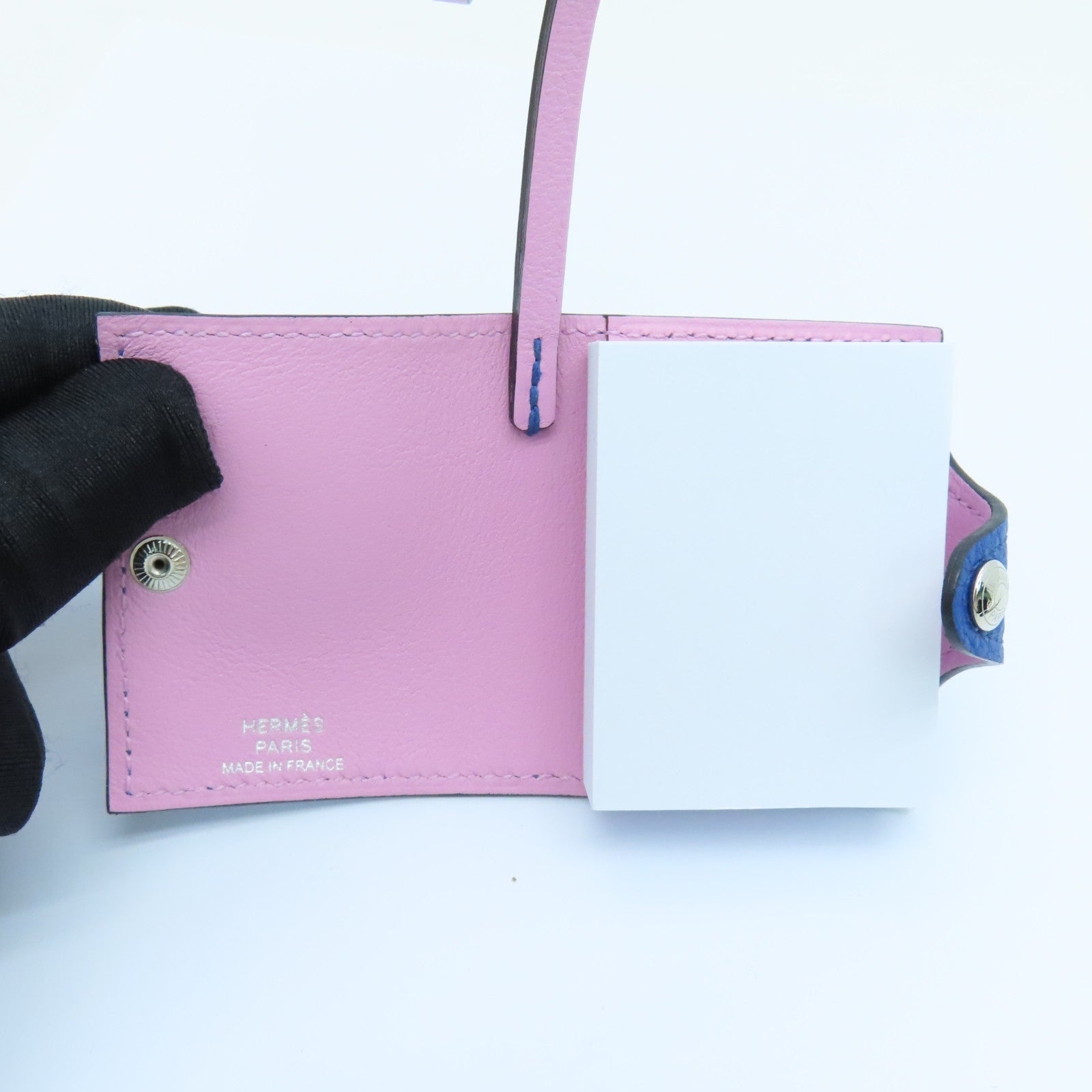 HERMES 牛皮皮革Ulysse Nano挂饰蓝色粉红色