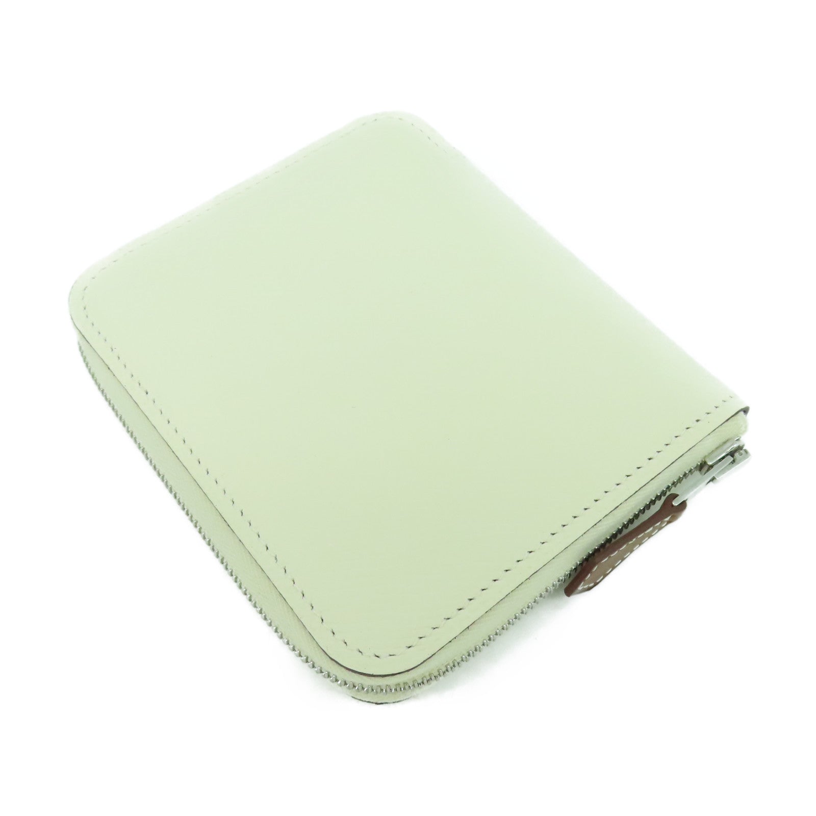 HERMES Epsom皮革Silk In Compact銀扣錢包白色