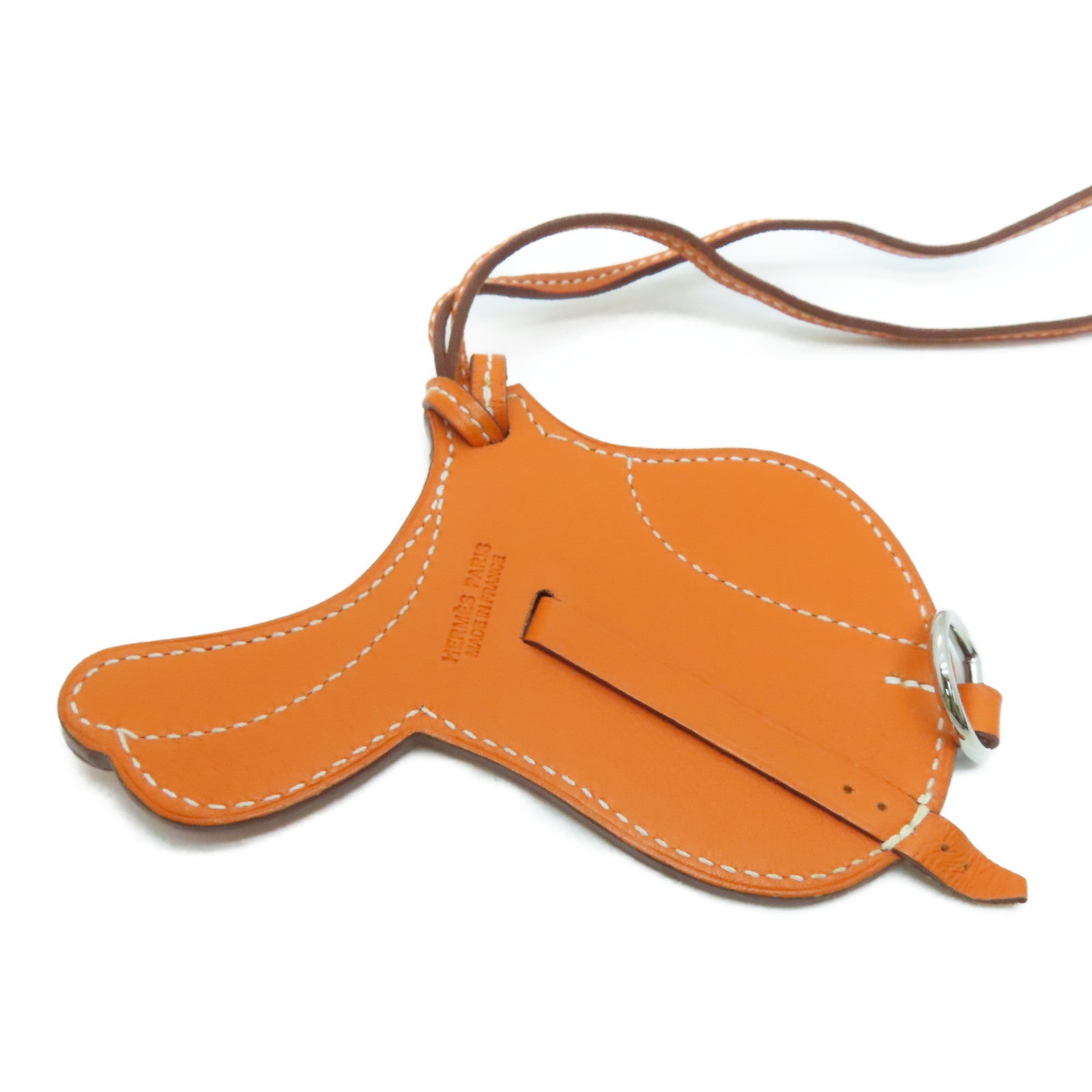 HERMES 【激減優惠】Swift皮革Paddock Selle Charm掛飾Potiron/橙色