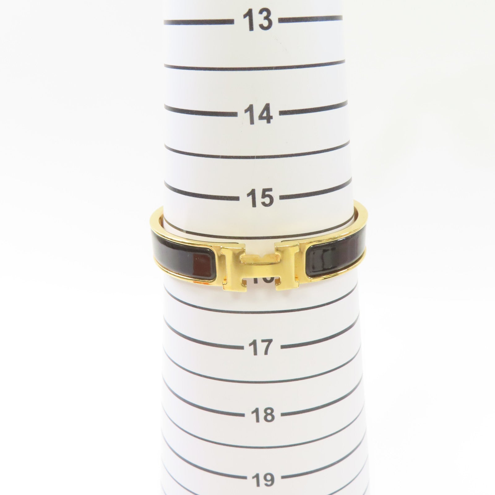 HERMES 琺瑯/金屬Clic H Bracelet金扣手鏈黑色/金色