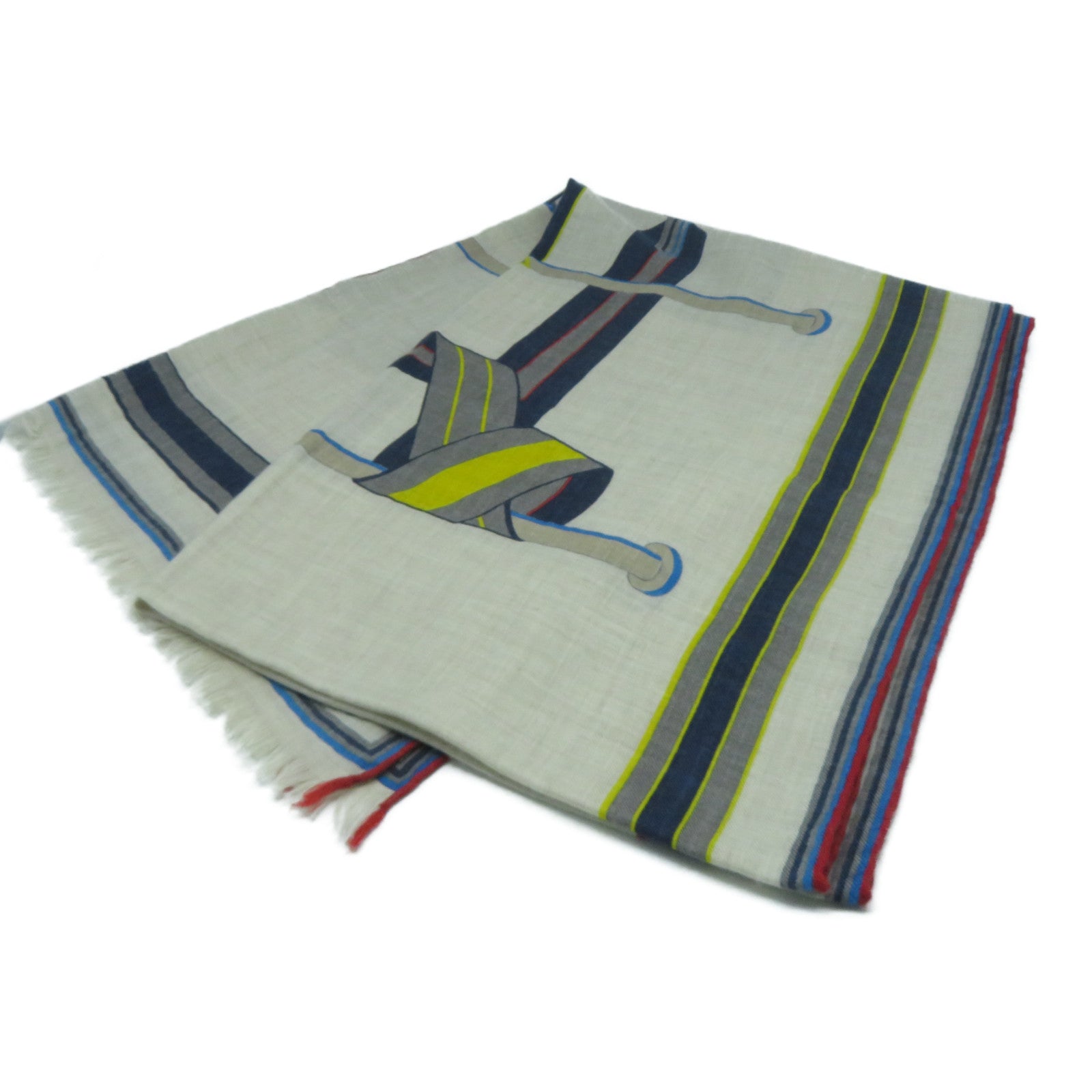 HERMES 絲質/羊絨Scarf圍巾米色/彩色