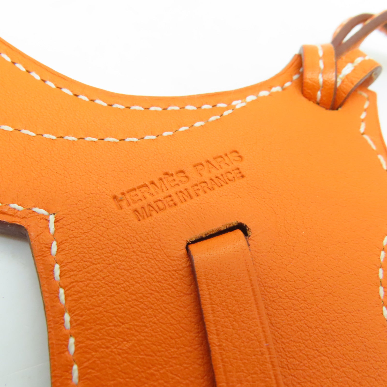 HERMES 【激減優惠】Swift皮革Paddock Selle Charm掛飾Potiron/橙色