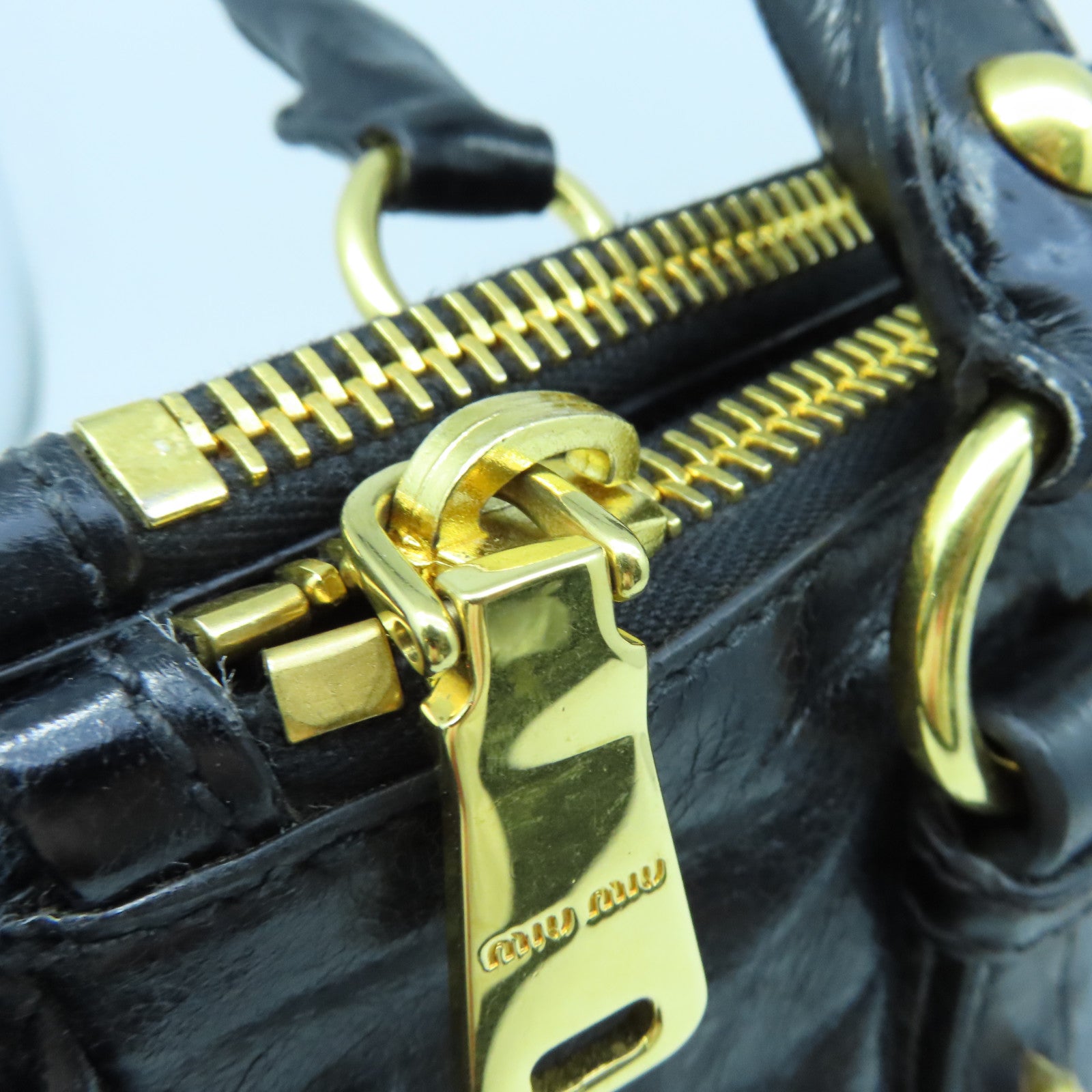 Miu Miu 牛皮皮革2way Shoulder Bag金扣手挽肩背两用袋黑色
