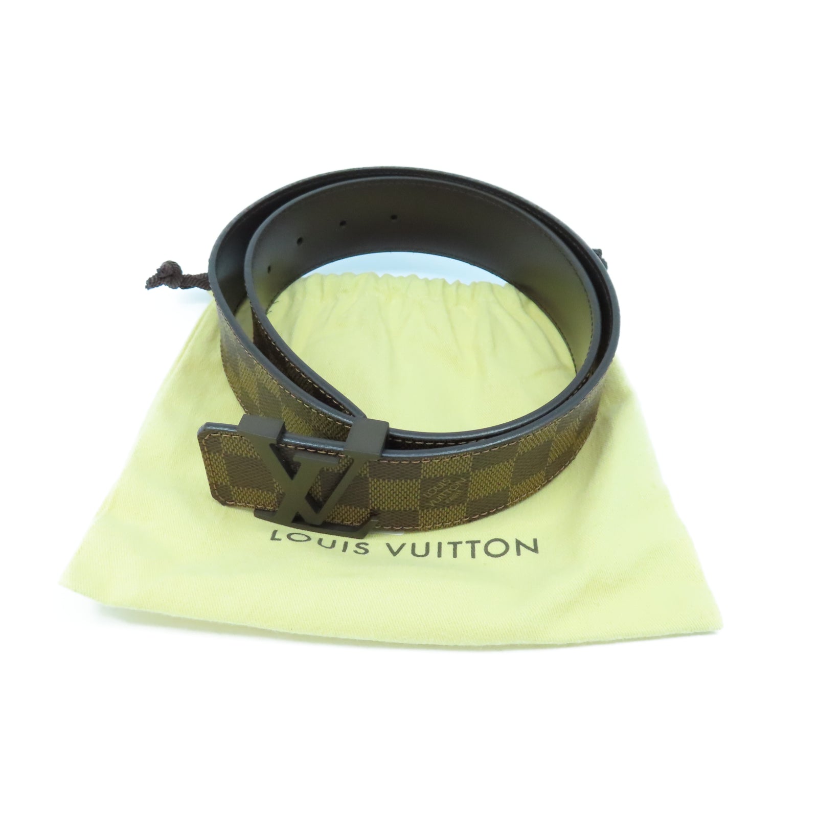 LOUIS VUITTON Damier Belt 85CM皮帶棕色