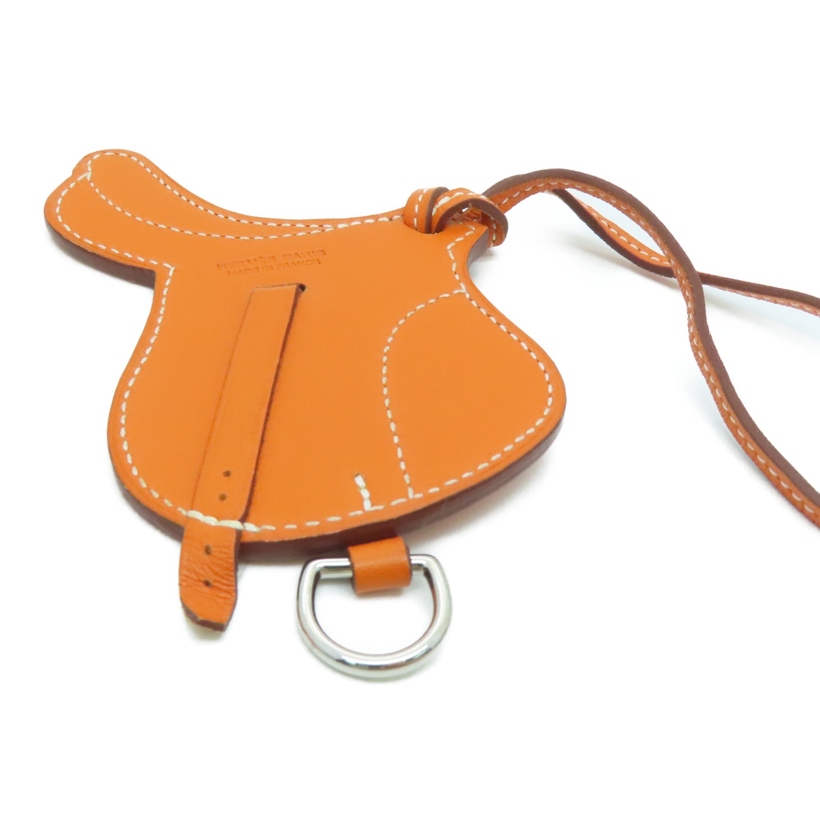 HERMES 【激減優惠】Swift皮革Paddock Selle Charm掛飾Potiron/橙色