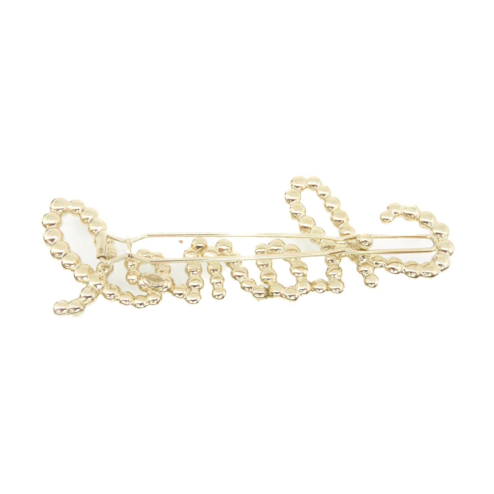 CHANEL metal / imitation pearl Hair Clip beige / gold