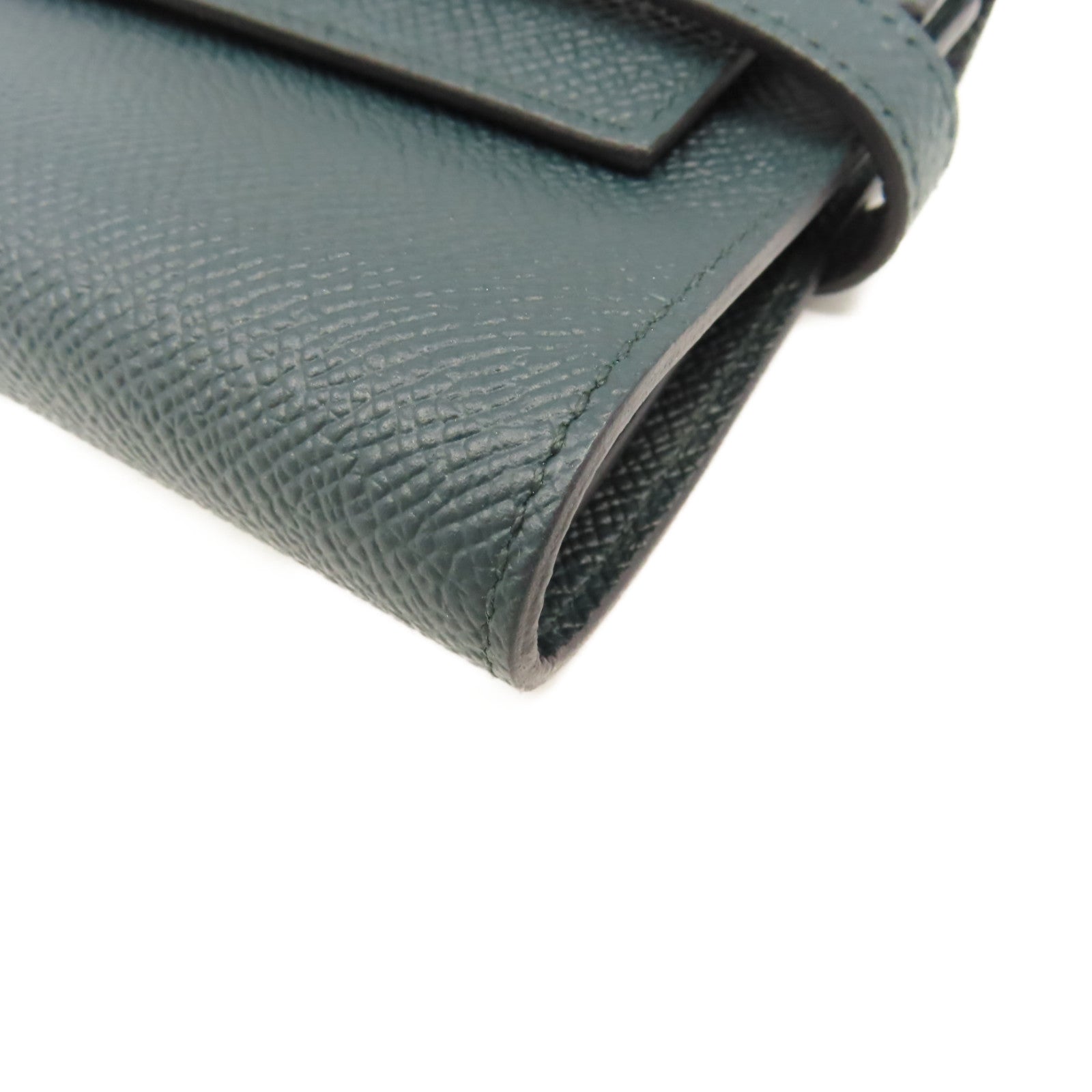 HERMES Epsom皮革Kelly Wallet金扣長錢包Vert Cypres/松柏綠色