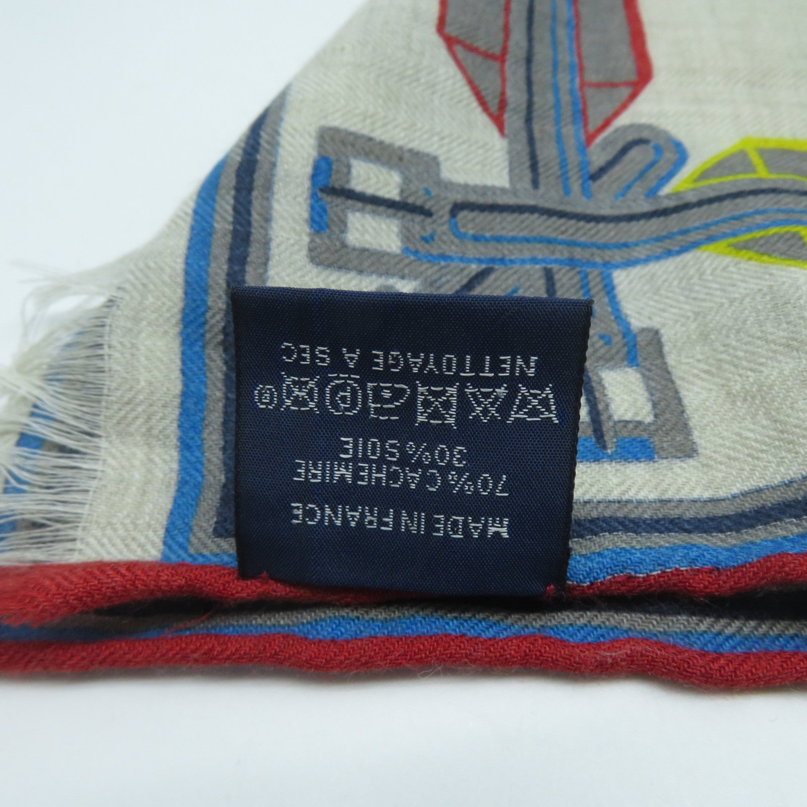 HERMES 絲質/羊絨Scarf圍巾米色/彩色