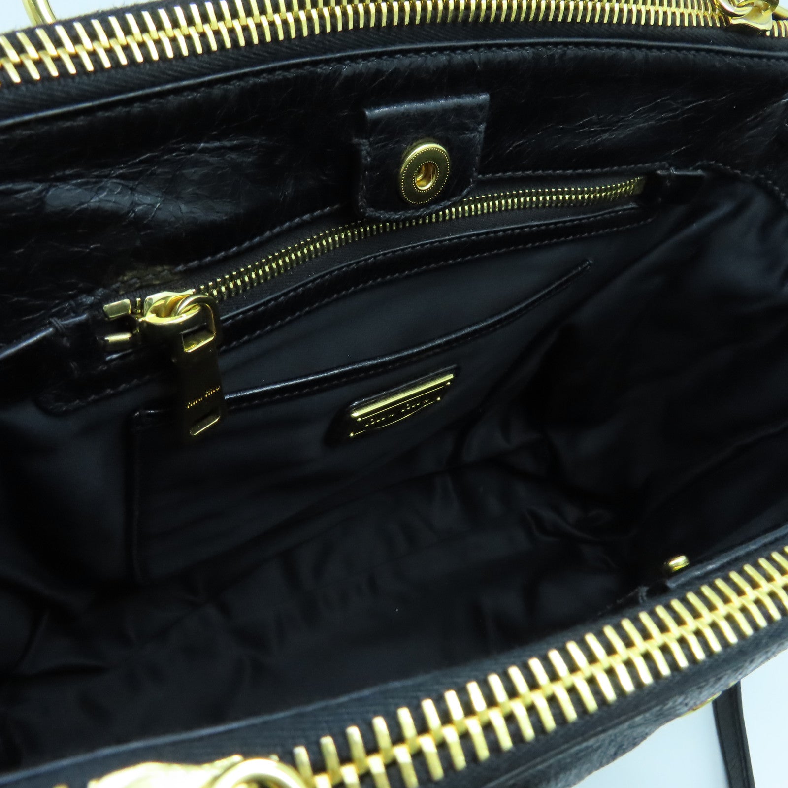 Miu Miu 牛皮皮革2way Shoulder Bag金扣手挽肩背两用袋黑色