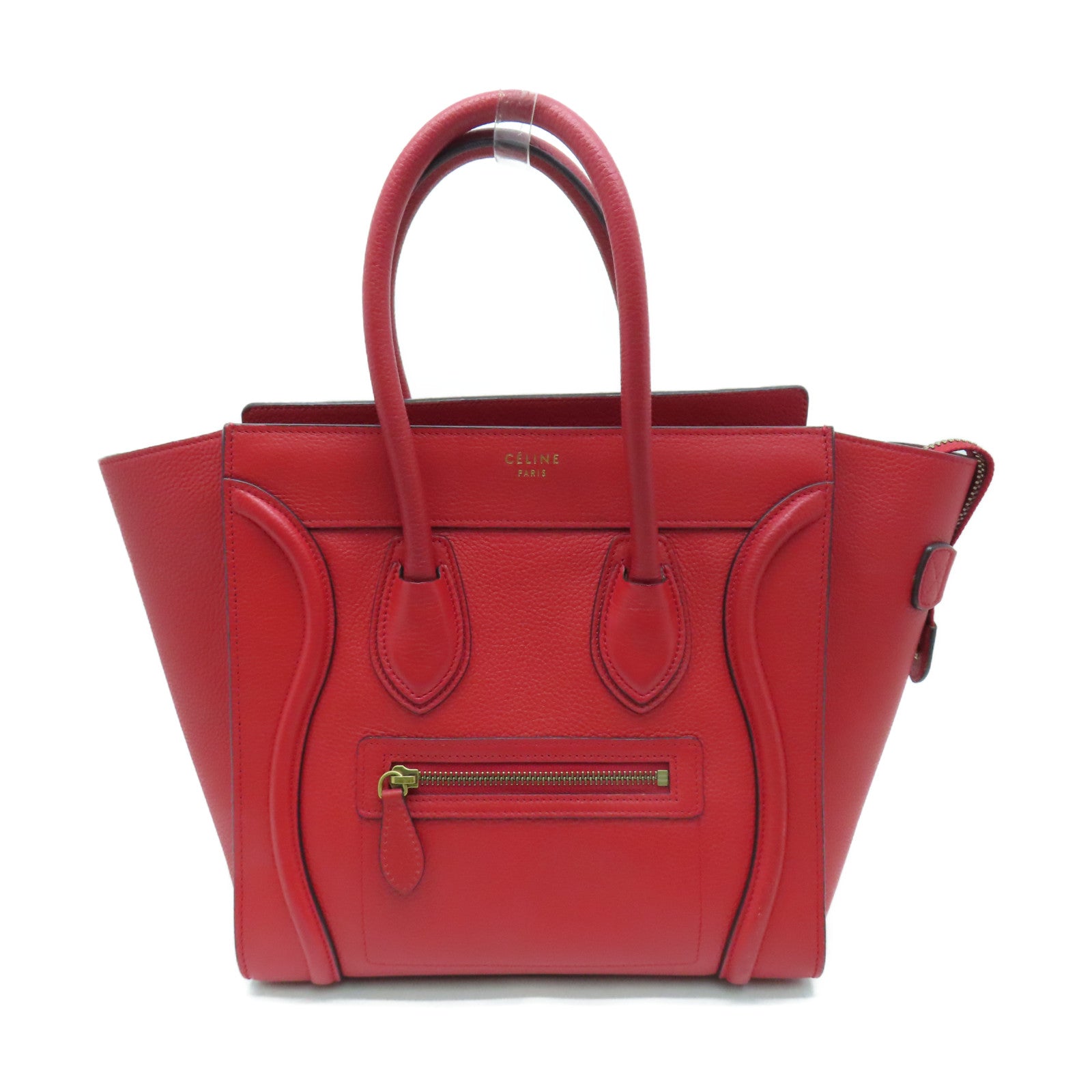 CELINE 【激減優惠】牛皮皮革Micro Luggage金扣手挽袋紅色