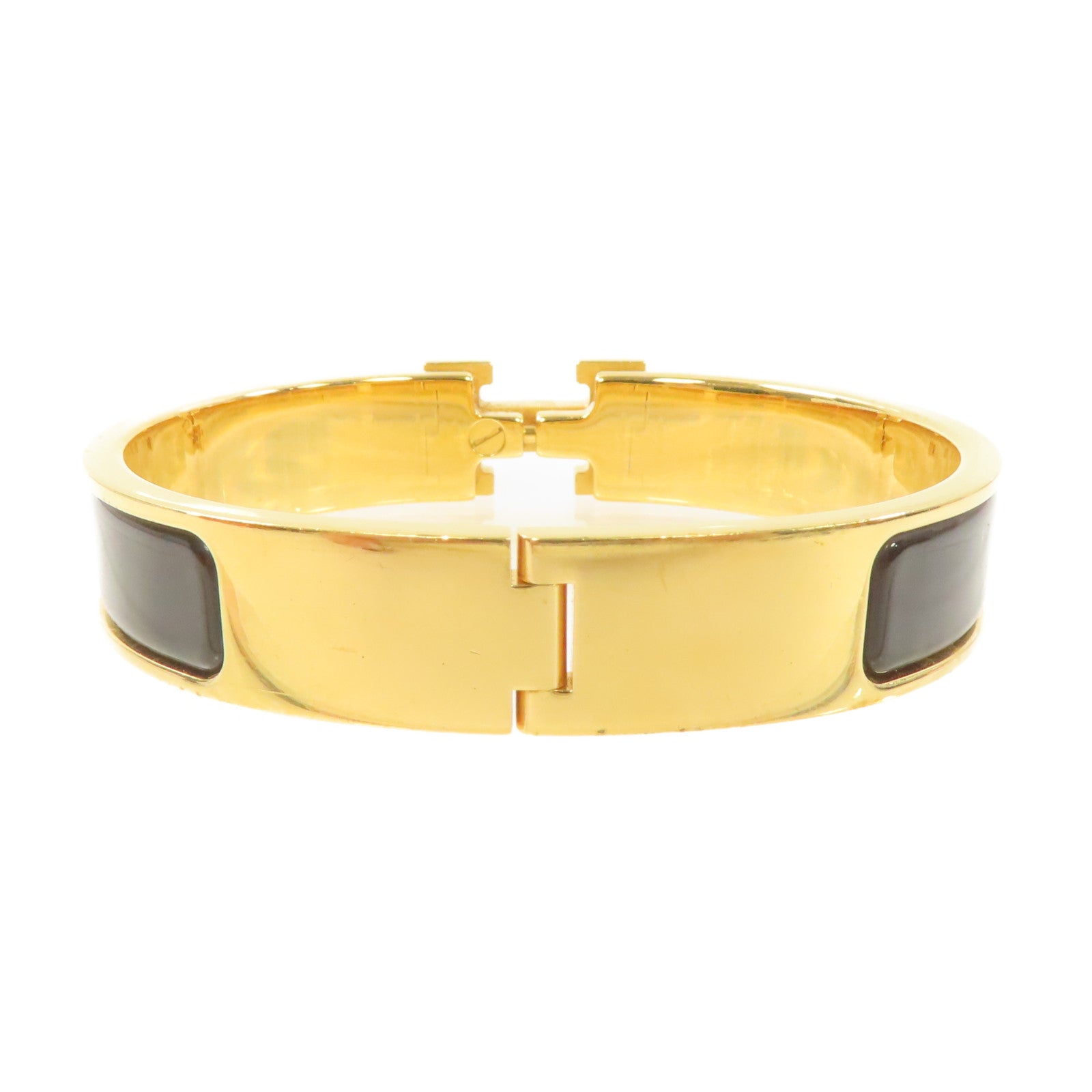 HERMES 琺瑯/金屬Clic H Bracelet金扣手鏈黑色/金色