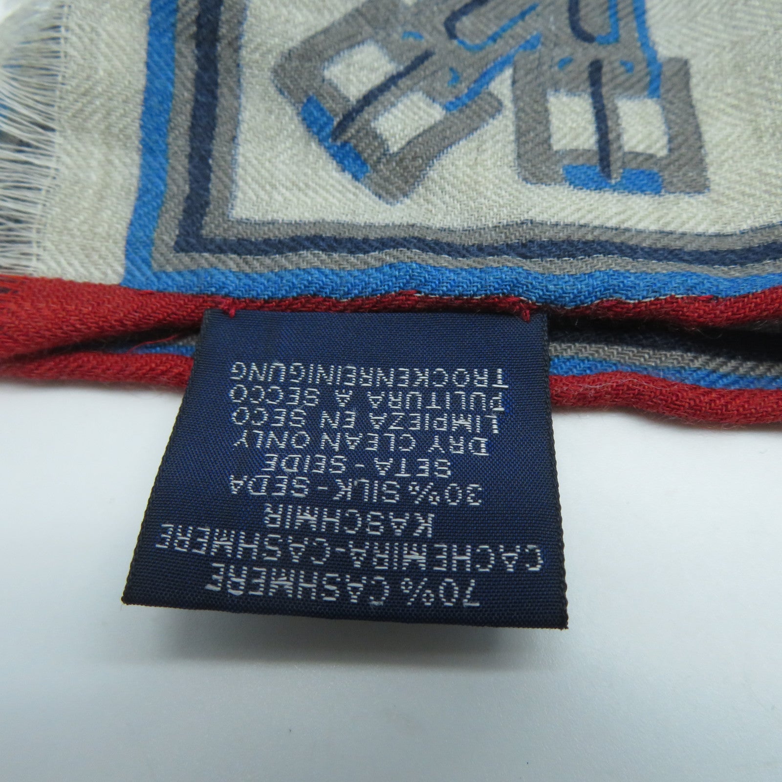 HERMES 絲質/羊絨Scarf圍巾米色/彩色