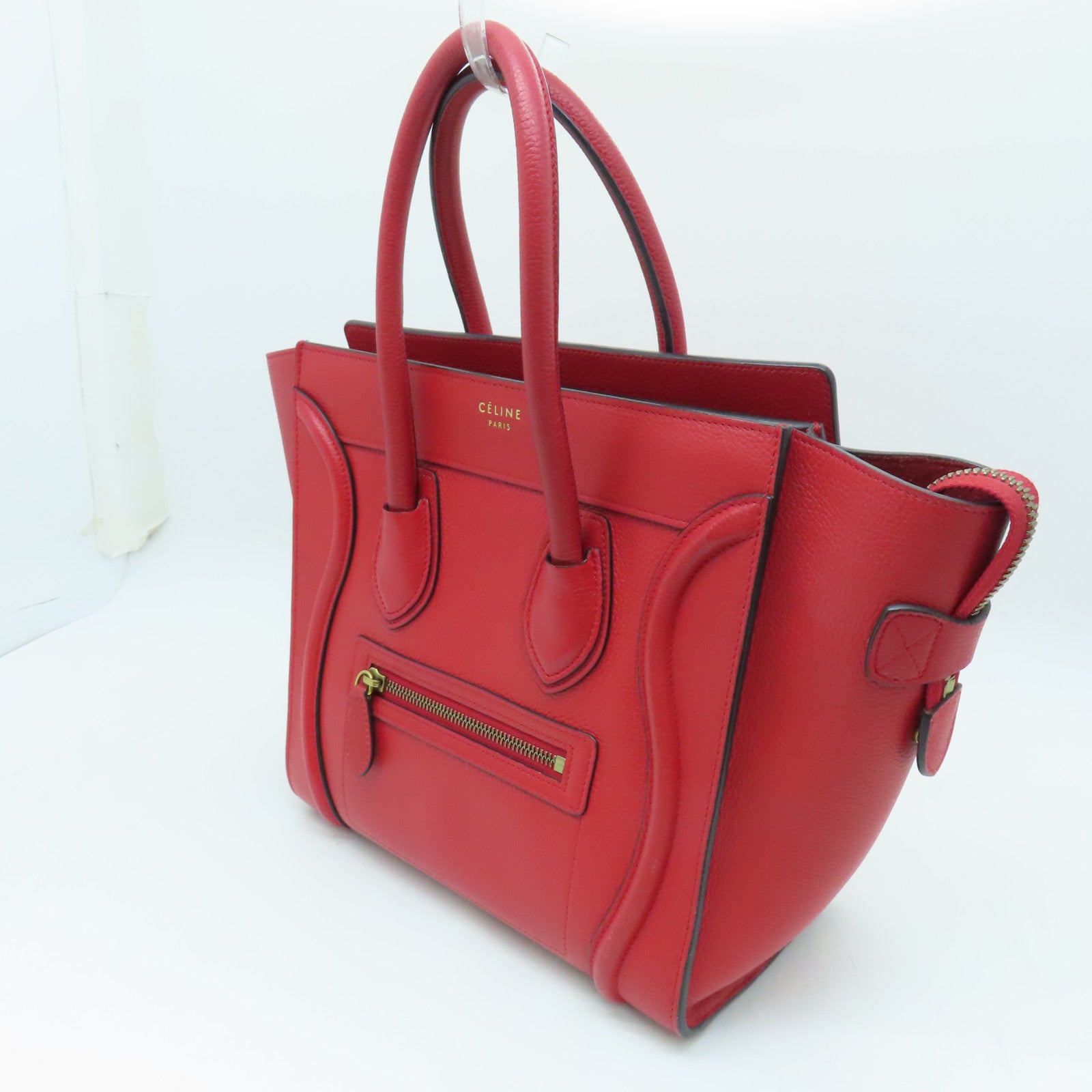 CELINE 【激減優惠】牛皮皮革Micro Luggage金扣手挽袋紅色